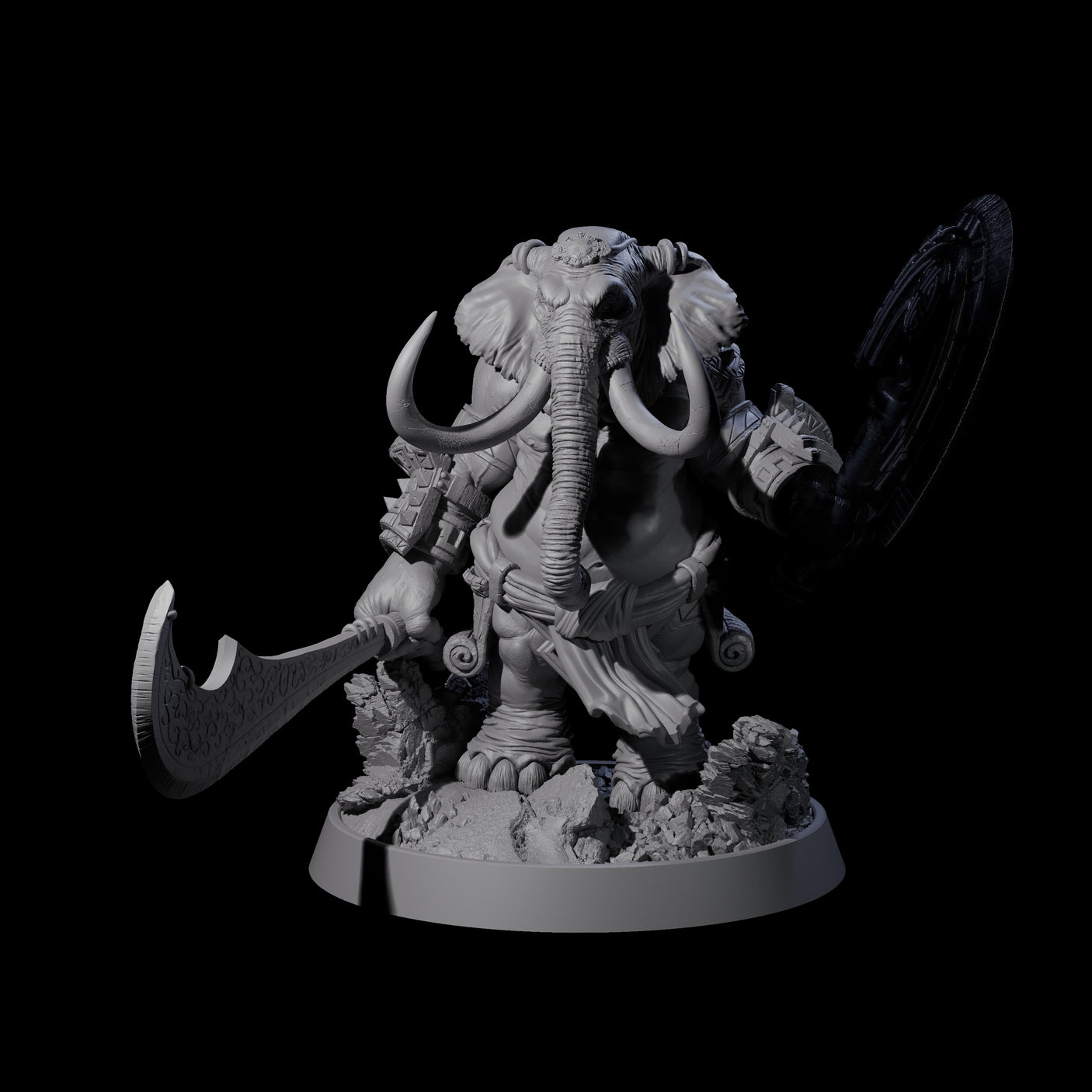 Brave Armoured Loxodon Phalanx Miniature for Dungeons and Dragons, Pathfinder or other TTRPGs