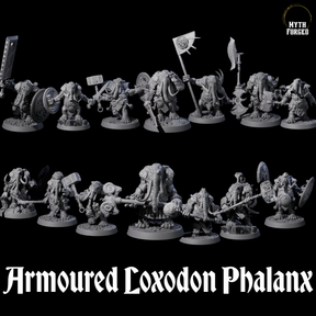 Brave Armoured Loxodon Phalanx Miniature for Dungeons and Dragons, Pathfinder or other TTRPGs