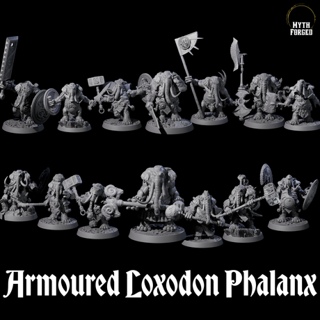 Brave Armoured Loxodon Phalanx Miniature for Dungeons and Dragons, Pathfinder or other TTRPGs
