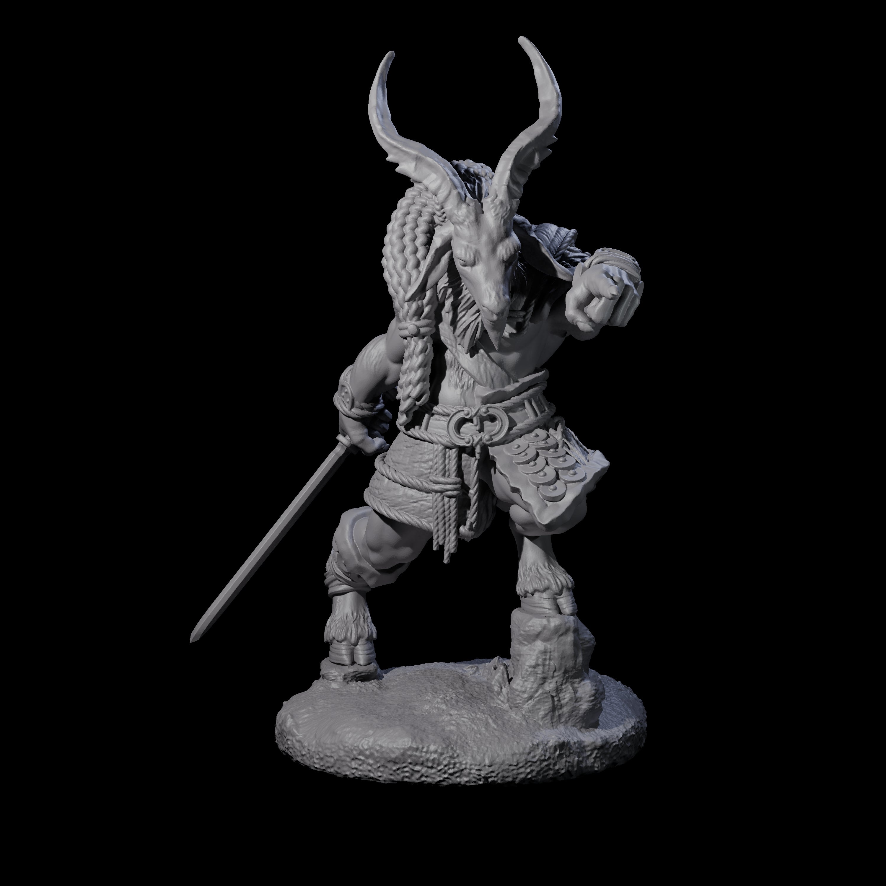 Brave Satyr Fighter B Miniature for Dungeons and Dragons, Pathfinder or other TTRPGs