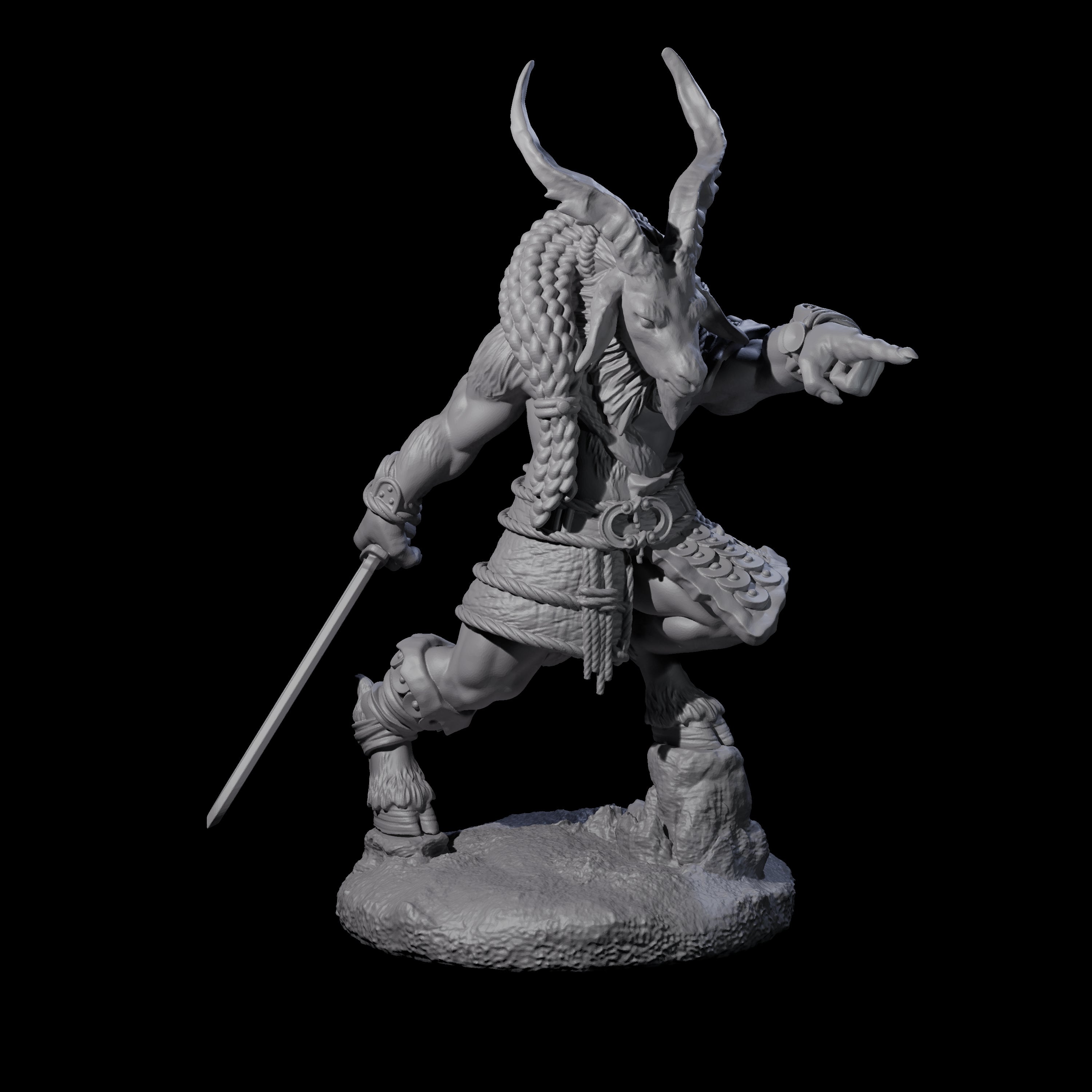 Brave Satyr Fighter B Miniature for Dungeons and Dragons, Pathfinder or other TTRPGs