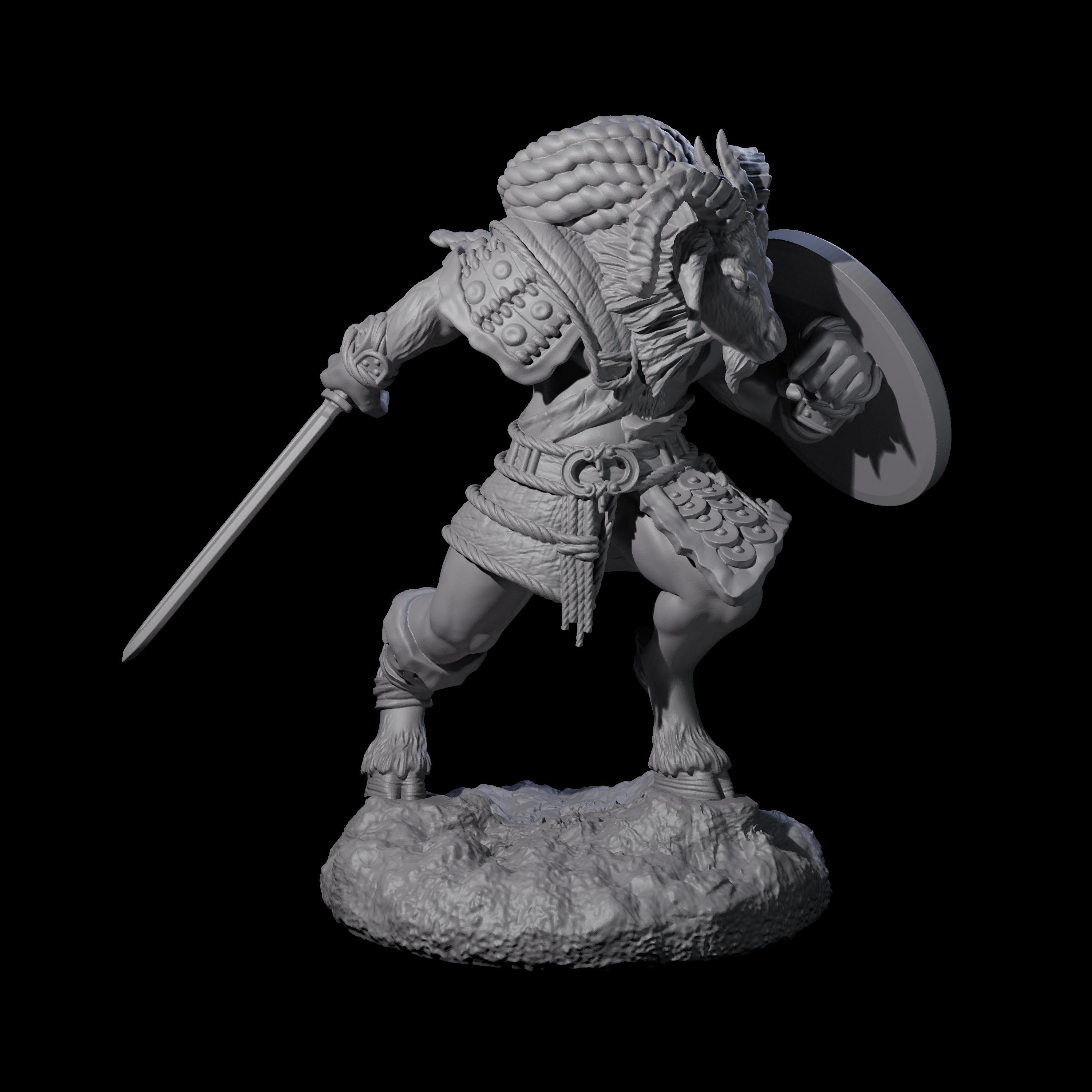 Brave Satyr Fighter C Miniature for Dungeons and Dragons, Pathfinder or other TTRPGs