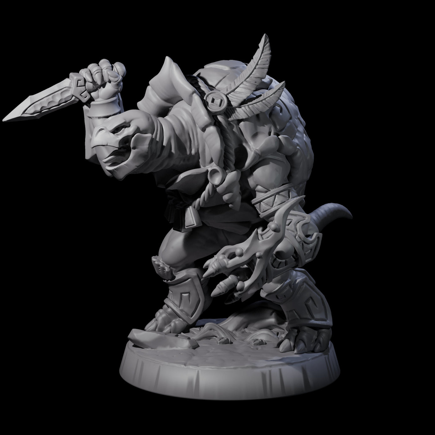 Brave Tortle Warrior B Miniature for Dungeons and Dragons, Pathfinder or other TTRPGs
