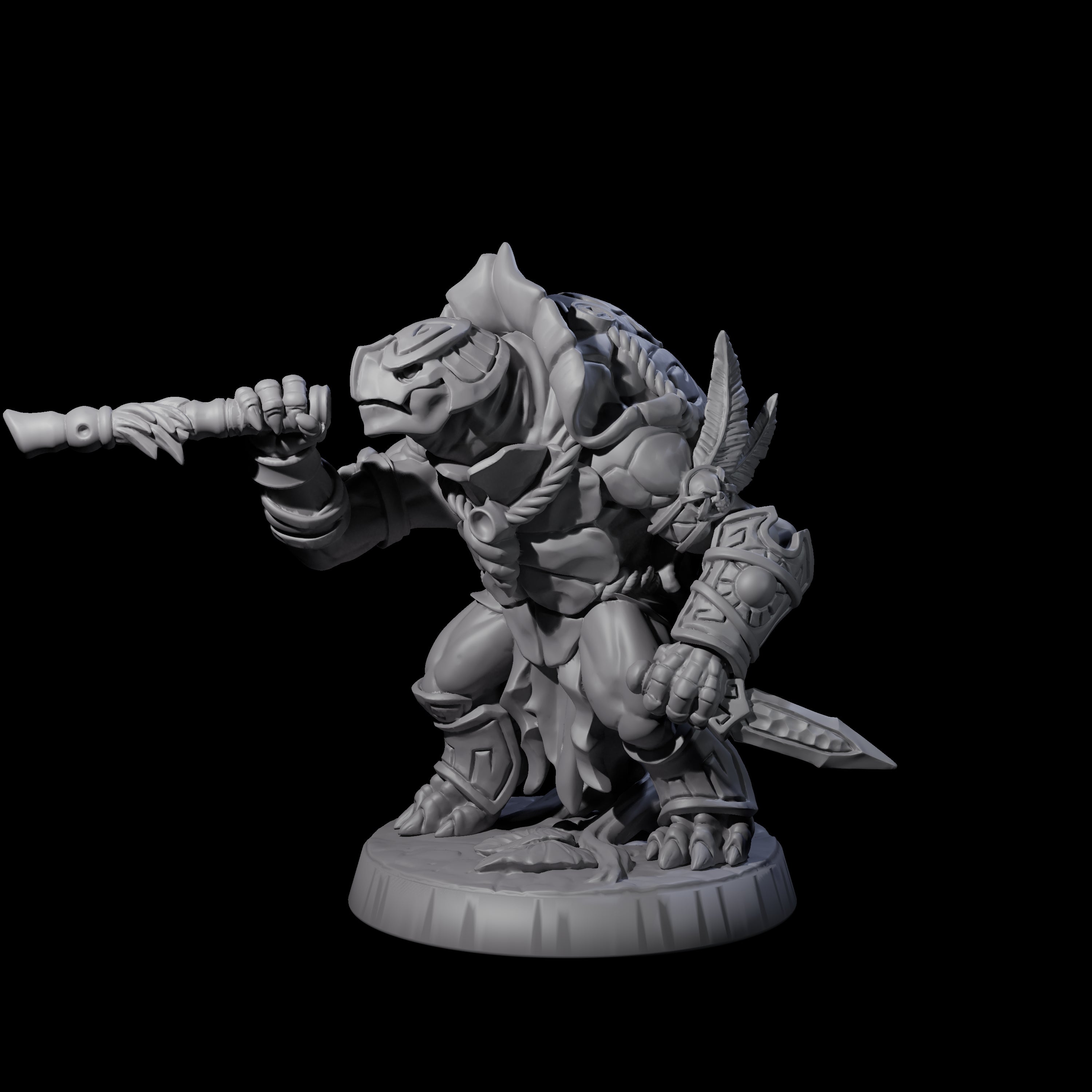 Brave Tortle Warrior D Miniature for Dungeons and Dragons, Pathfinder or other TTRPGs