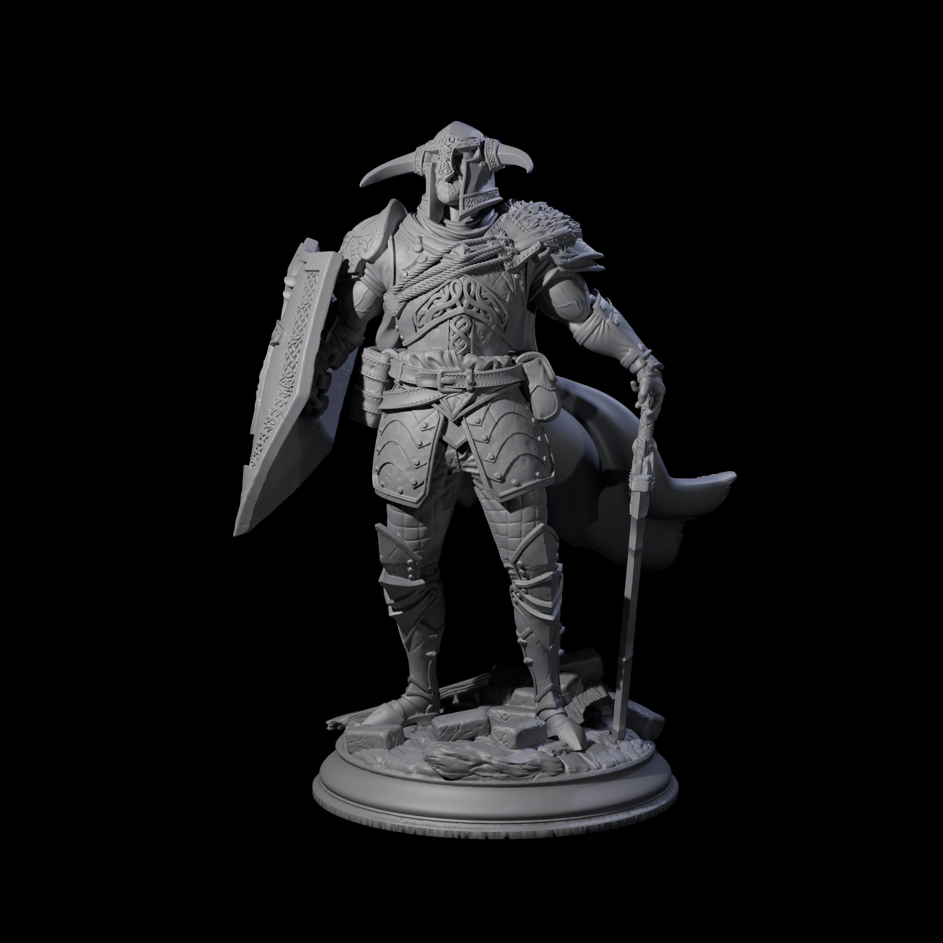 Brave Warrior Miniature for Dungeons and Dragons, Pathfinder or other TTRPGs