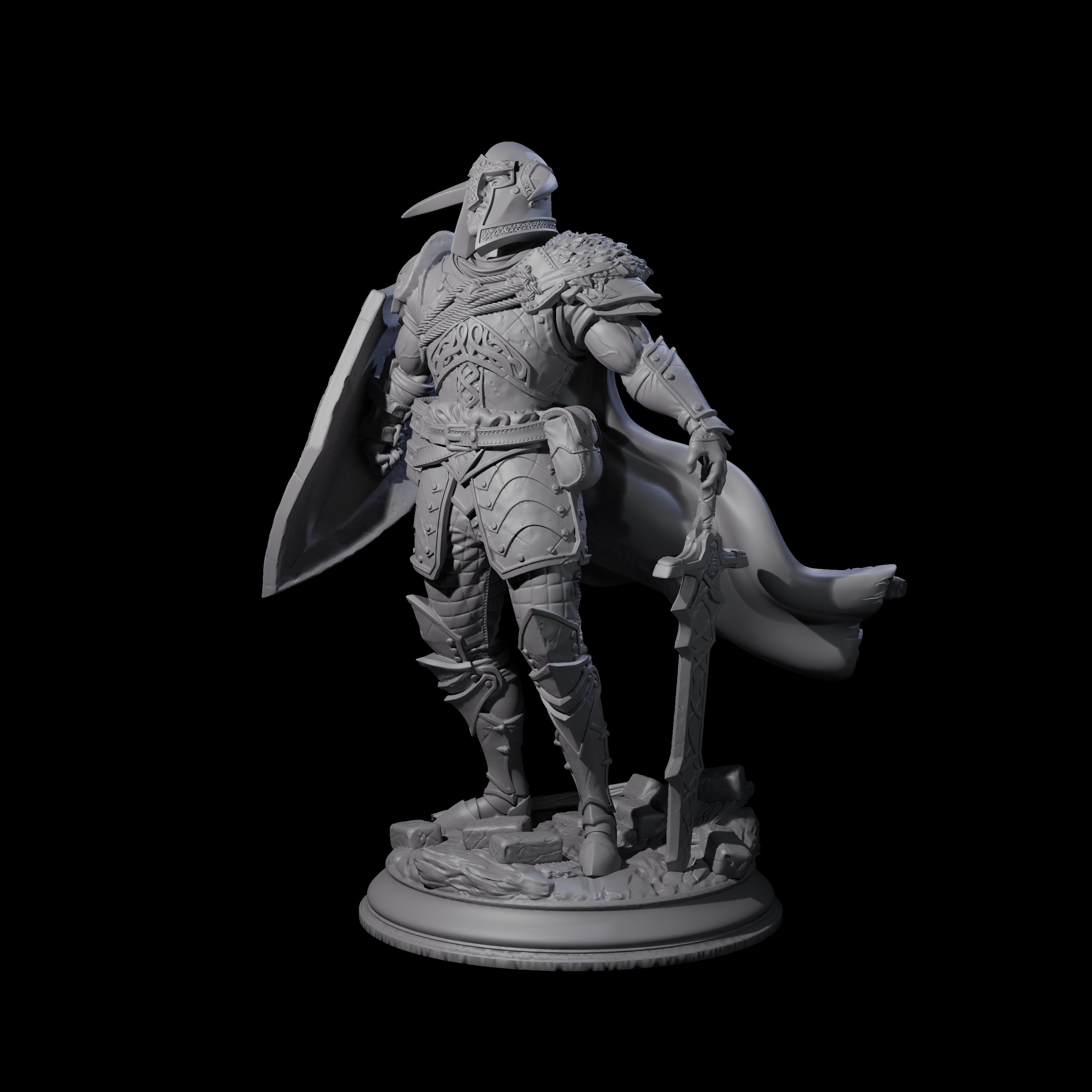 Brave Warrior Miniature for Dungeons and Dragons, Pathfinder or other TTRPGs