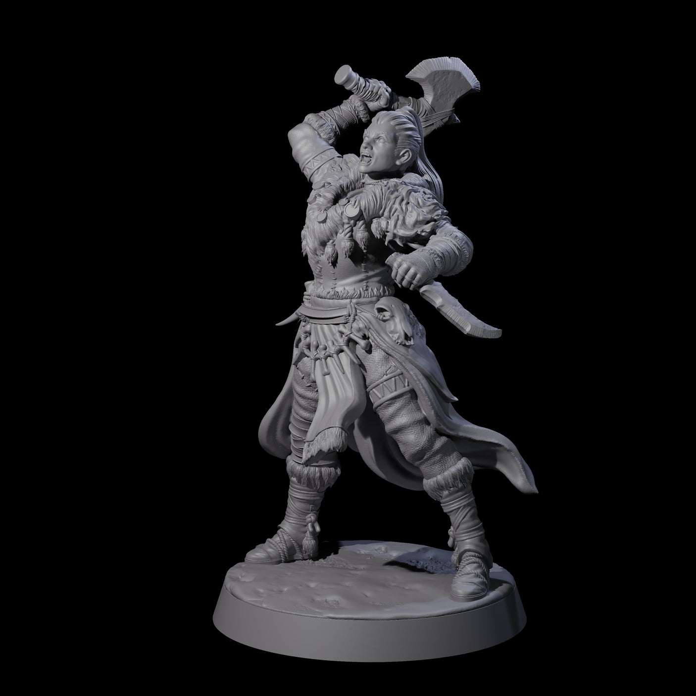 Brave Woodland Barbarian B Miniature for Dungeons and Dragons, Pathfinder or other TTRPGs