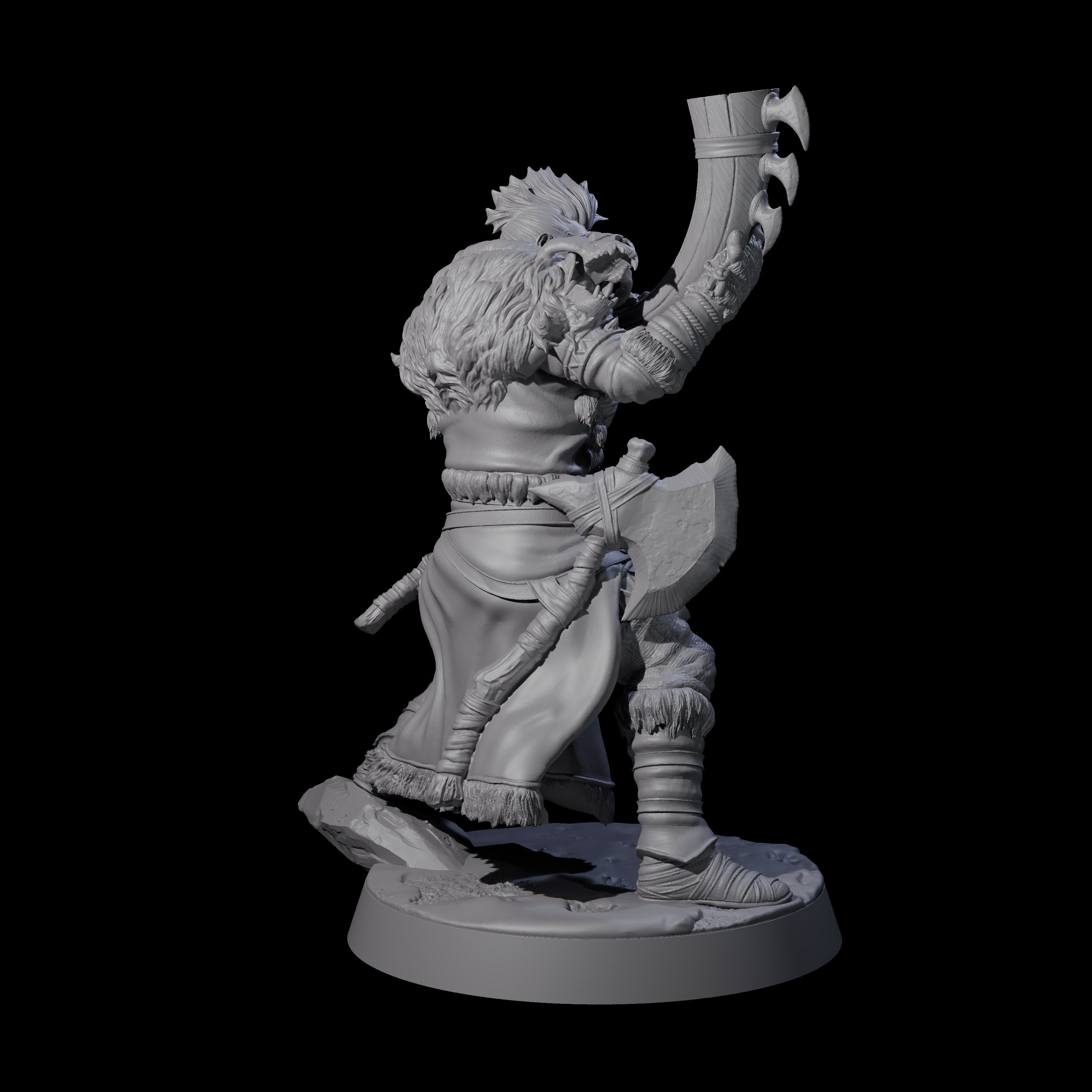 Brave Woodland Barbarian F Miniature for Dungeons and Dragons, Pathfinder or other TTRPGs
