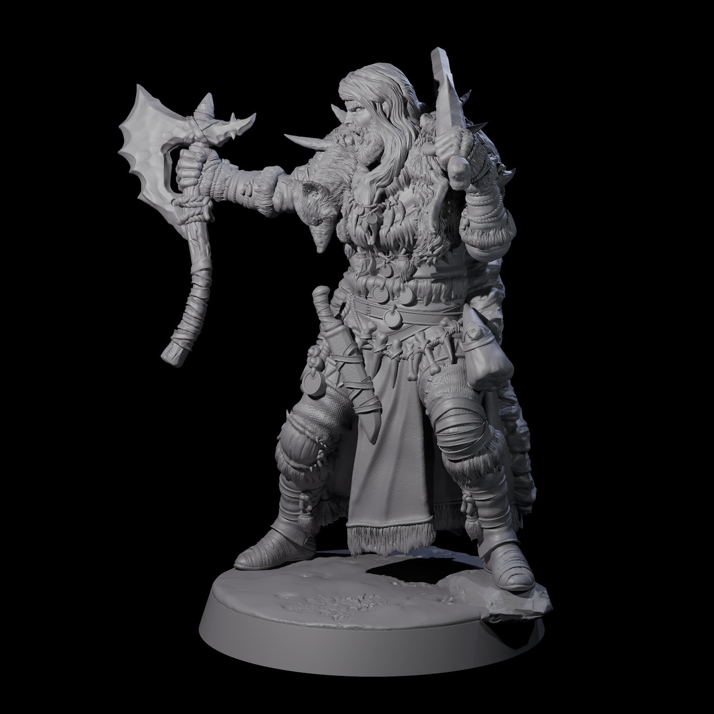 Brave Woodland Barbarian H Miniature for Dungeons and Dragons, Pathfinder or other TTRPGs