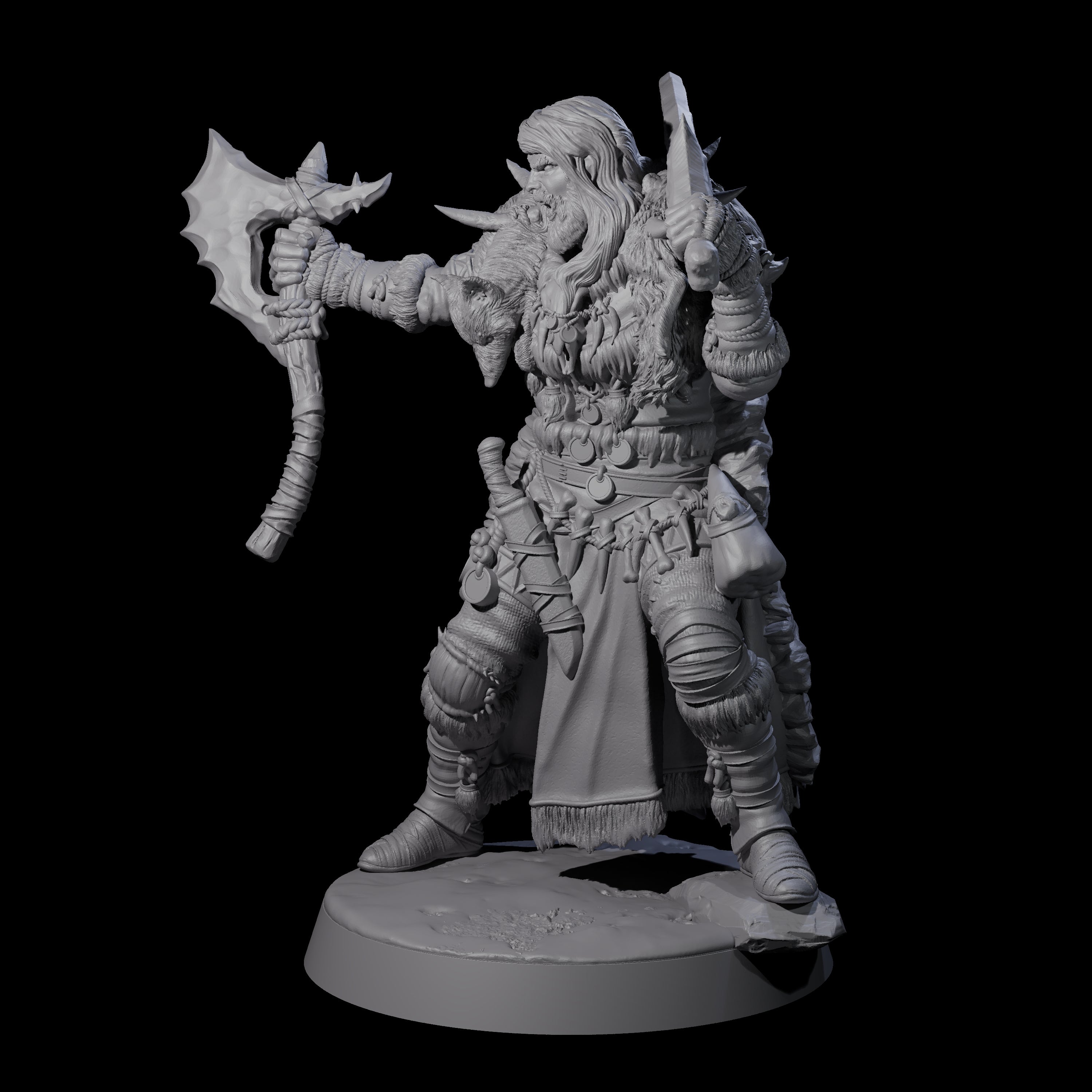 Brave Woodland Barbarian H Miniature for Dungeons and Dragons, Pathfinder or other TTRPGs