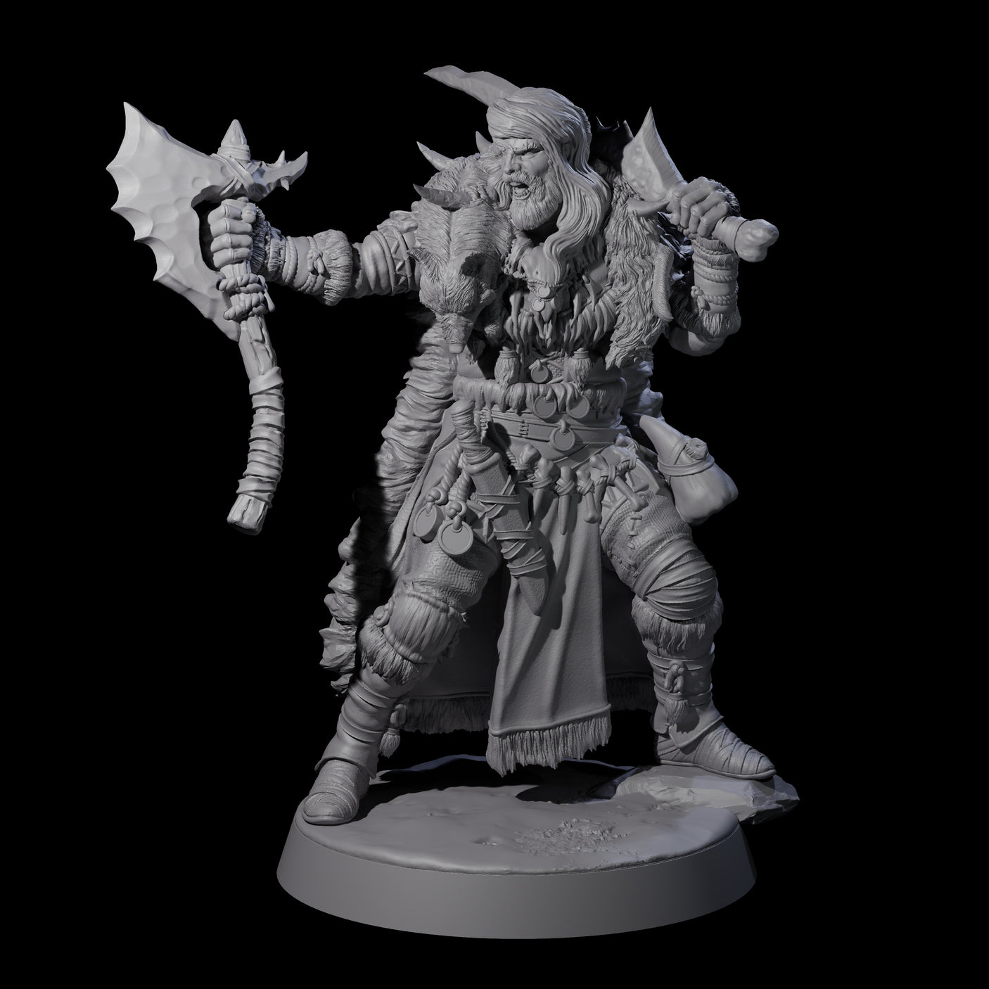 Brave Woodland Barbarian H Miniature for Dungeons and Dragons, Pathfinder or other TTRPGs
