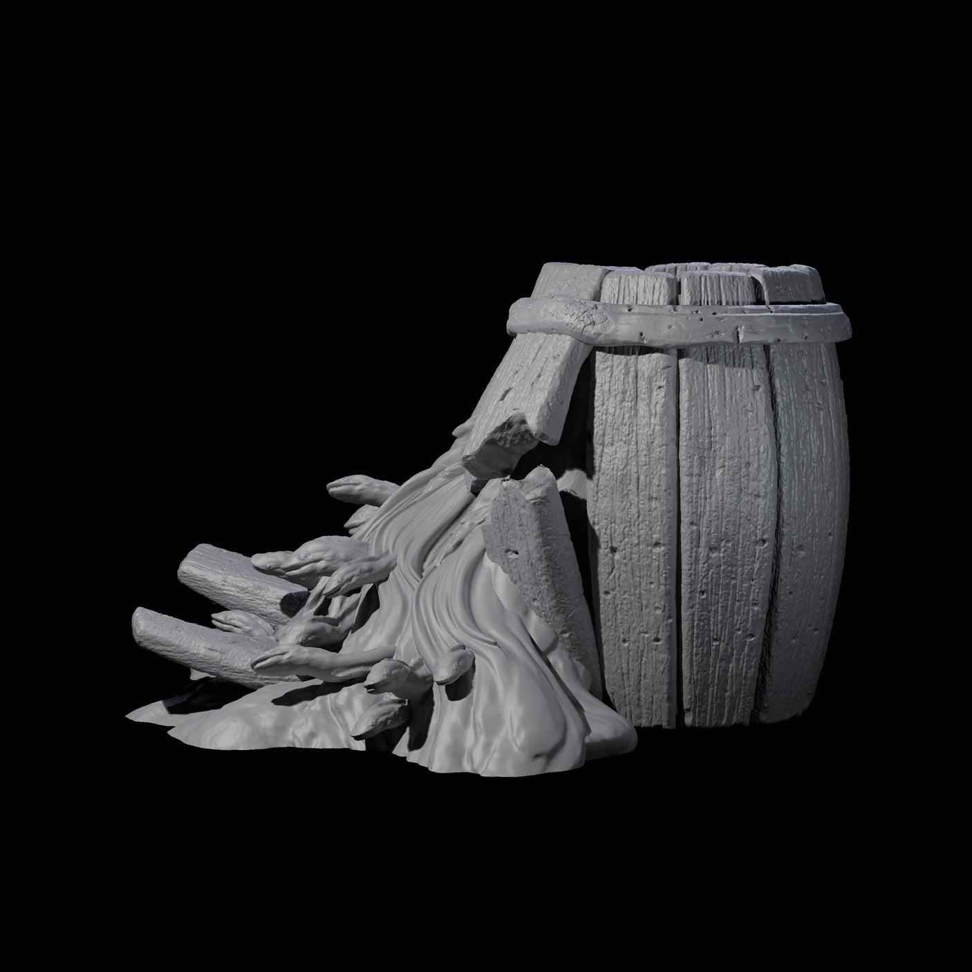 Broken Barrel of Eels Miniature for Dungeons and Dragons, Pathfinder or other TTRPGs