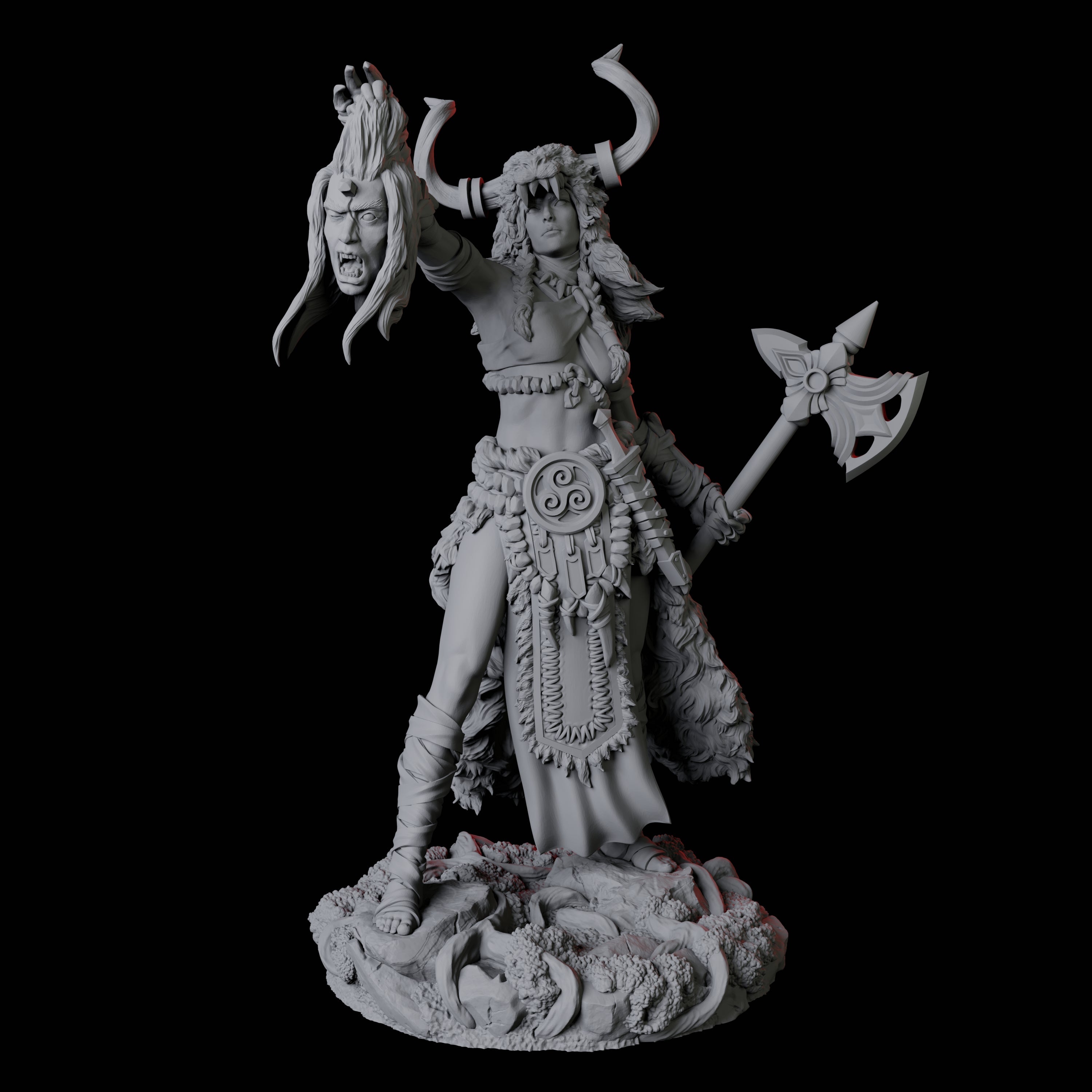 Brutal Viking Shield Maiden Miniature for Dungeons and Dragons, Pathfinder or other TTRPGs