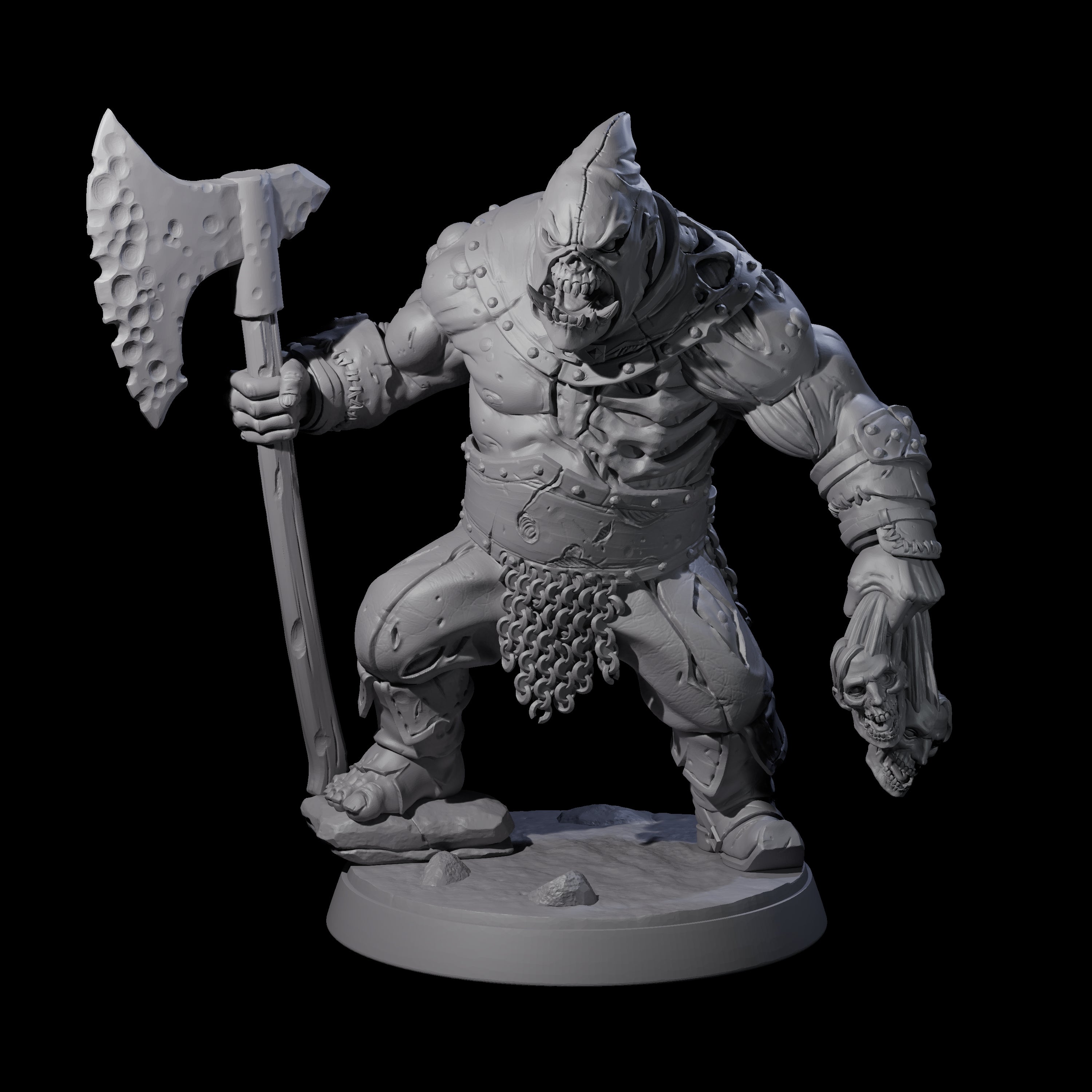 Brutal Zombie Executioner Miniature for Dungeons and Dragons, Pathfinder or other TTRPGs