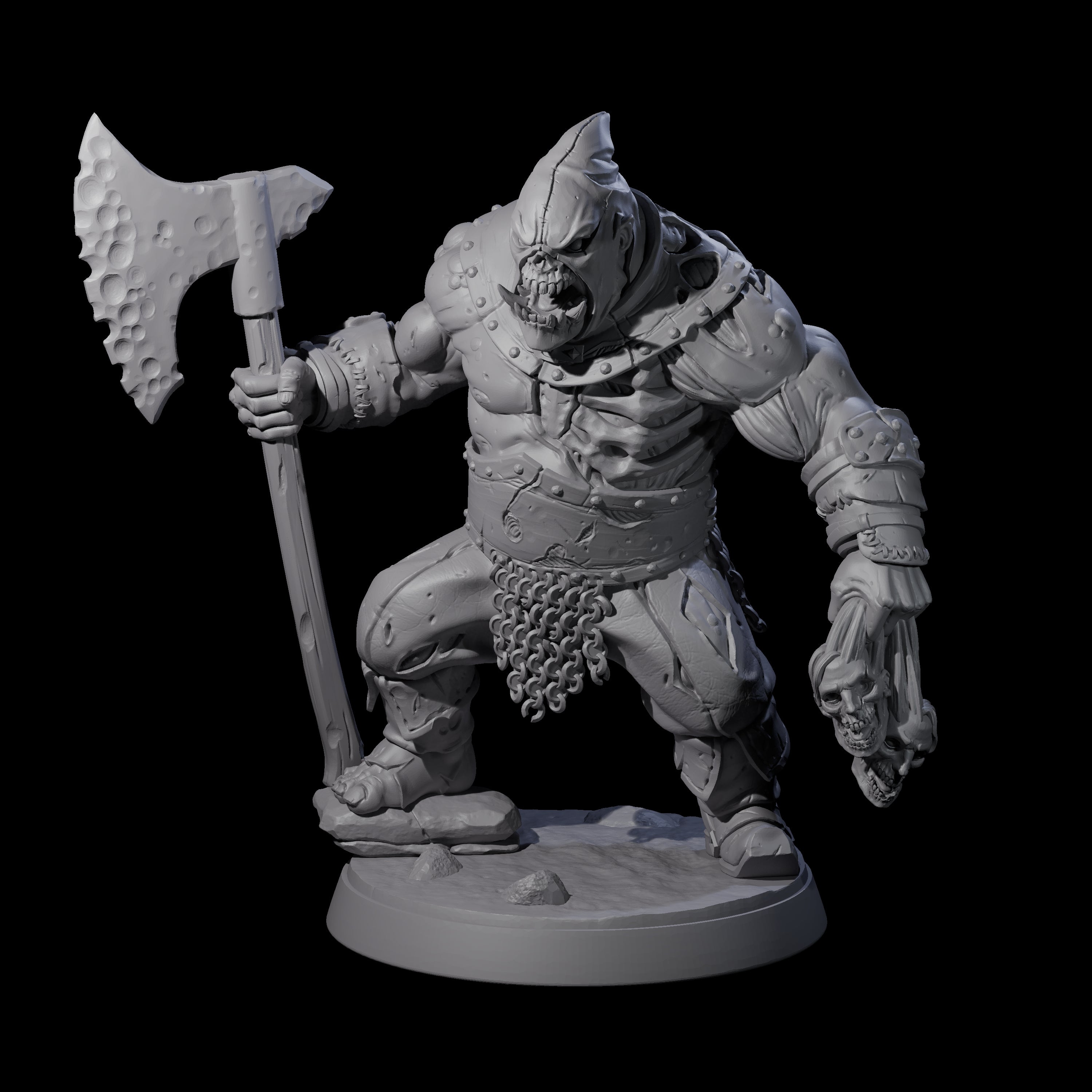Brutal Zombie Executioner Miniature for Dungeons and Dragons, Pathfinder or other TTRPGs
