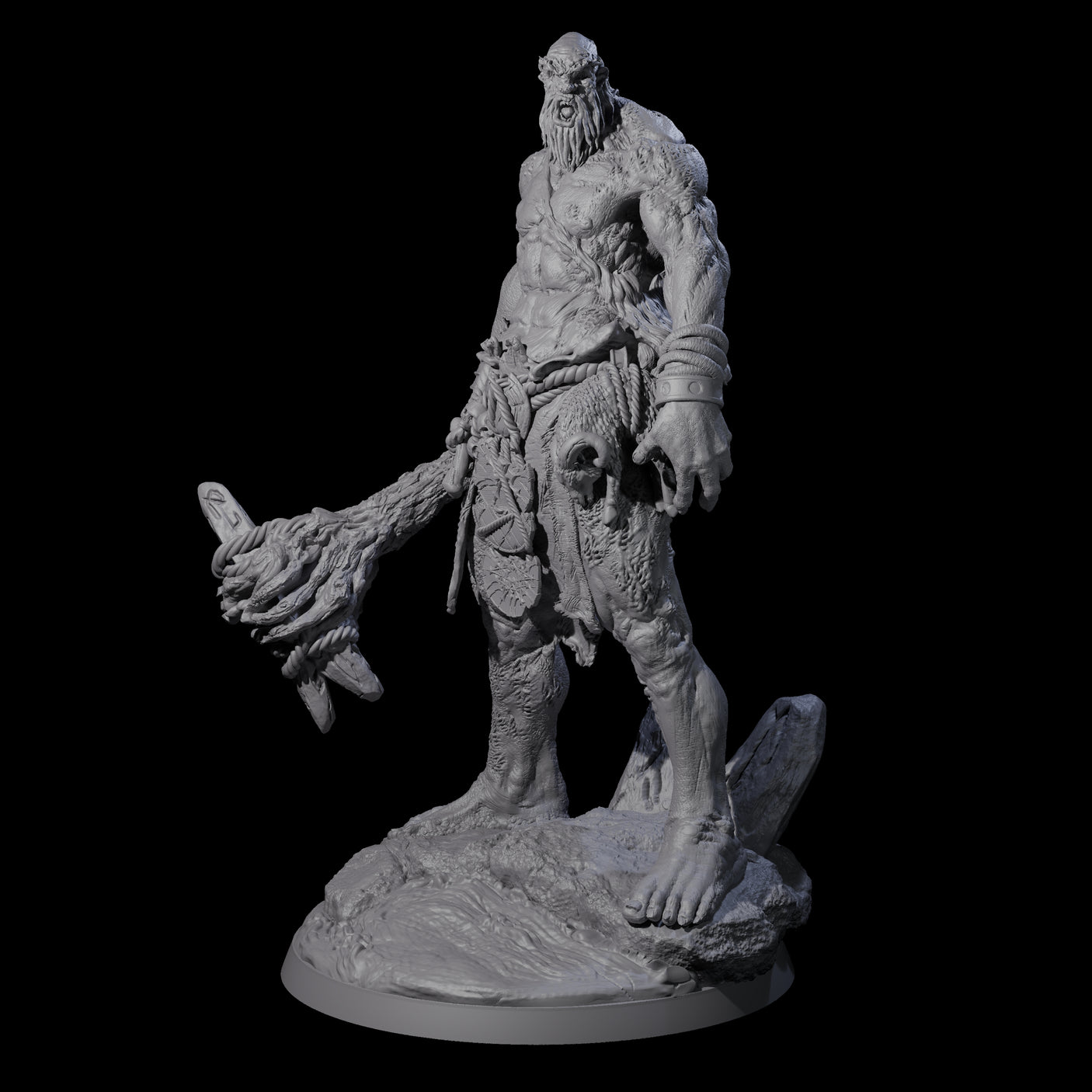 Brutish Hill Giant Warrior Miniature for Dungeons and Dragons, Pathfinder or other TTRPGs