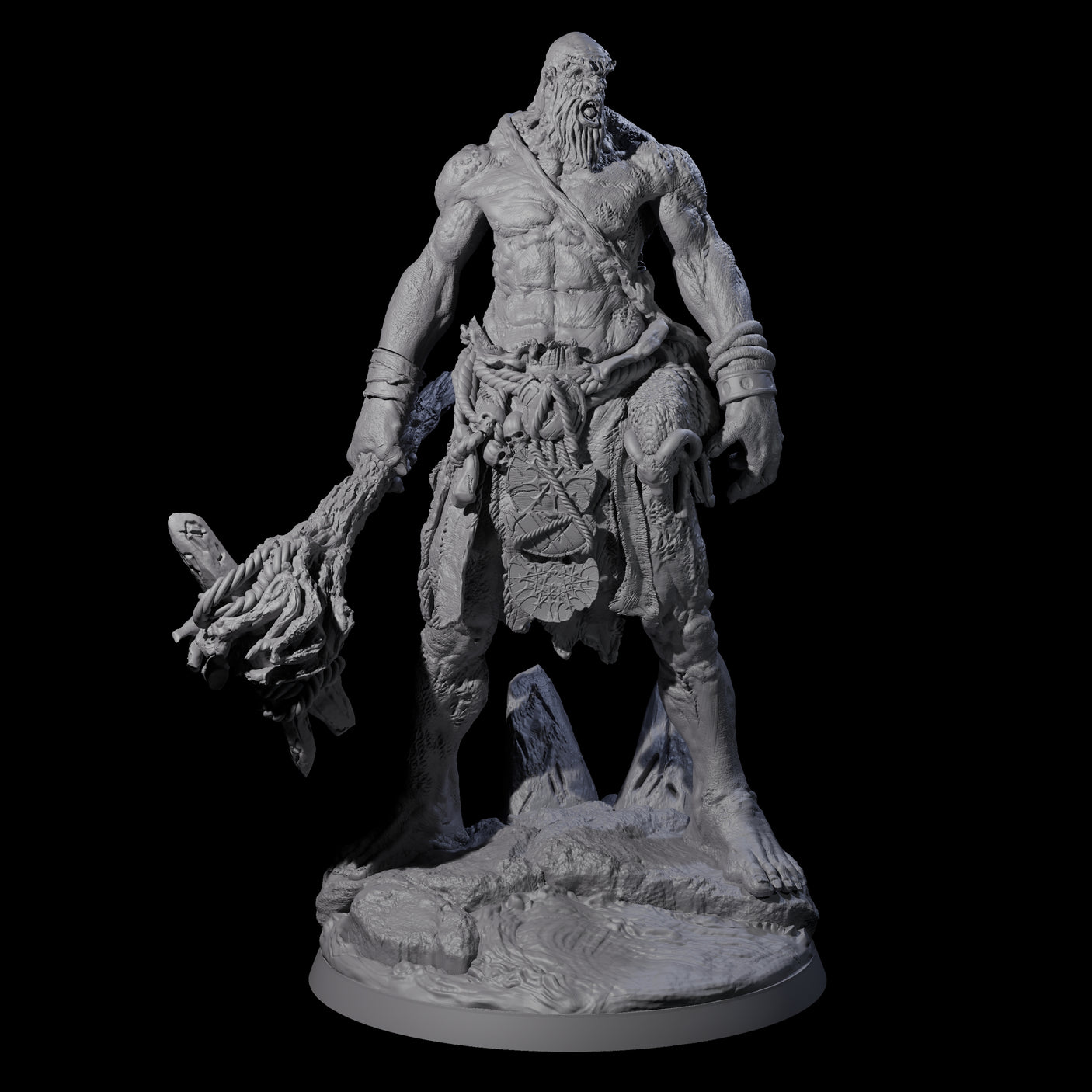 Brutish Hill Giant Warrior Miniature for Dungeons and Dragons, Pathfinder or other TTRPGs