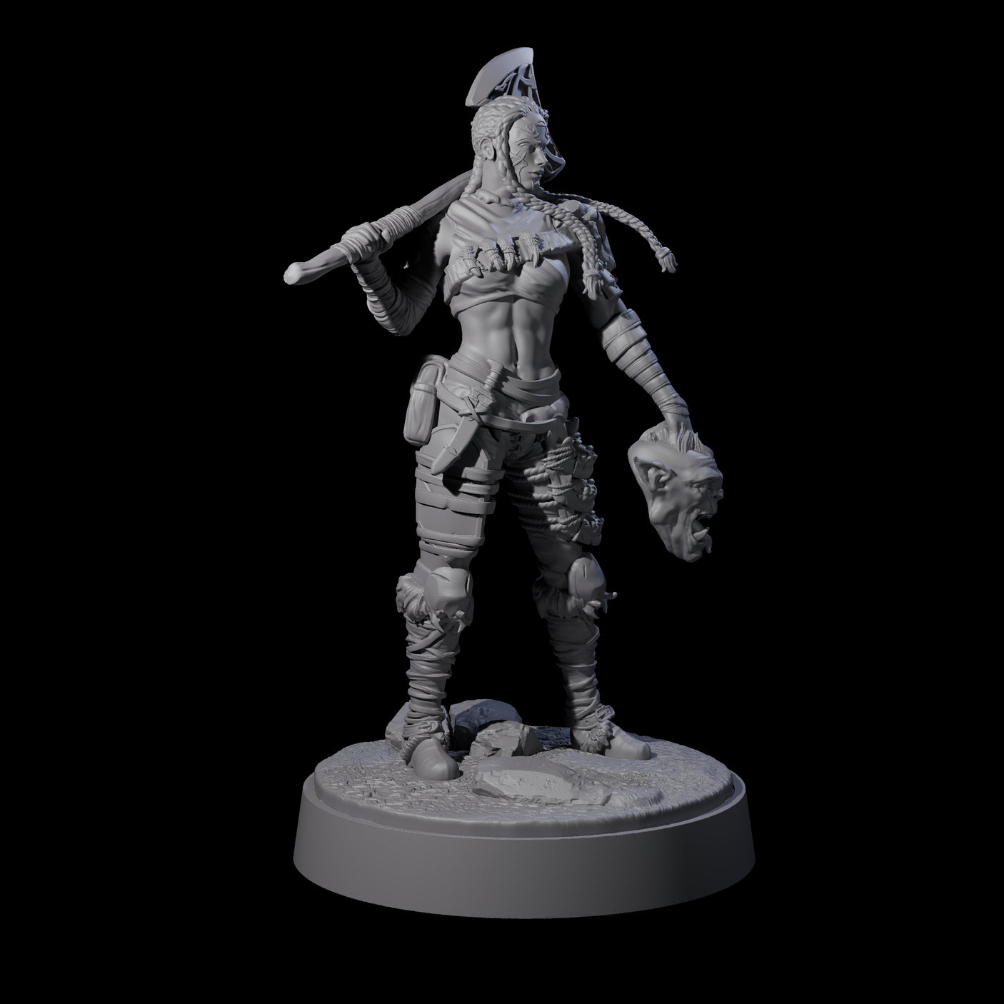Brynna - Orc Hunter Miniature for Dungeons and Dragons, Pathfinder or other TTRPGs