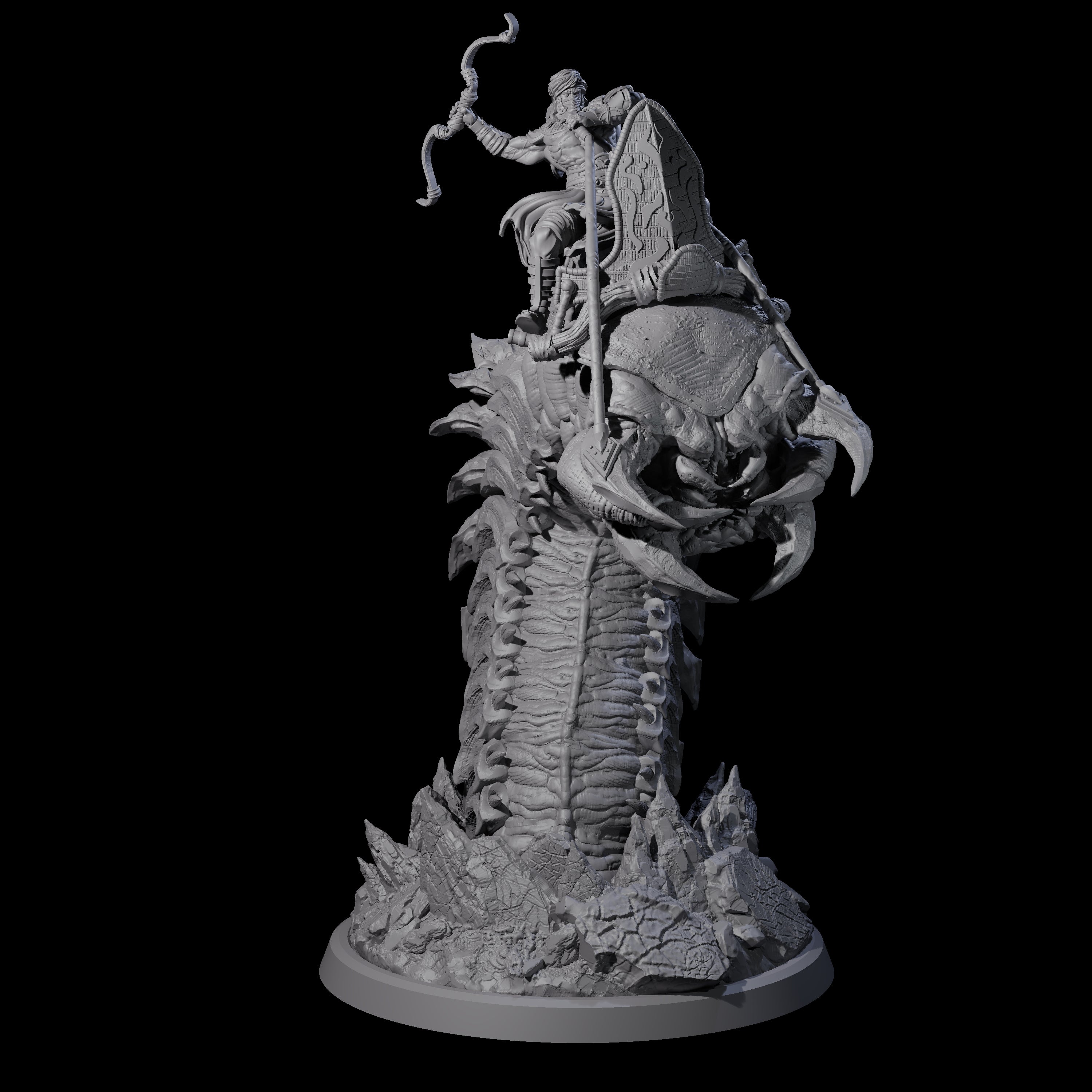 Bucking Purple Worm Rider A Miniature for Dungeons and Dragons, Pathfinder or other TTRPGs