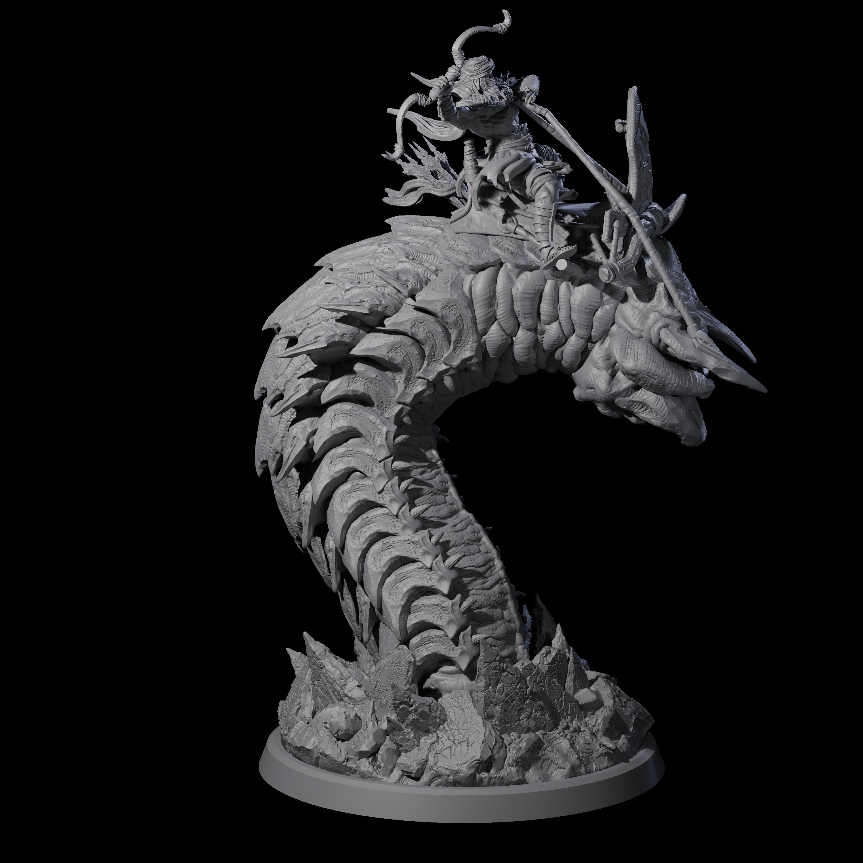 Bucking Purple Worm Rider A Miniature for Dungeons and Dragons, Pathfinder or other TTRPGs