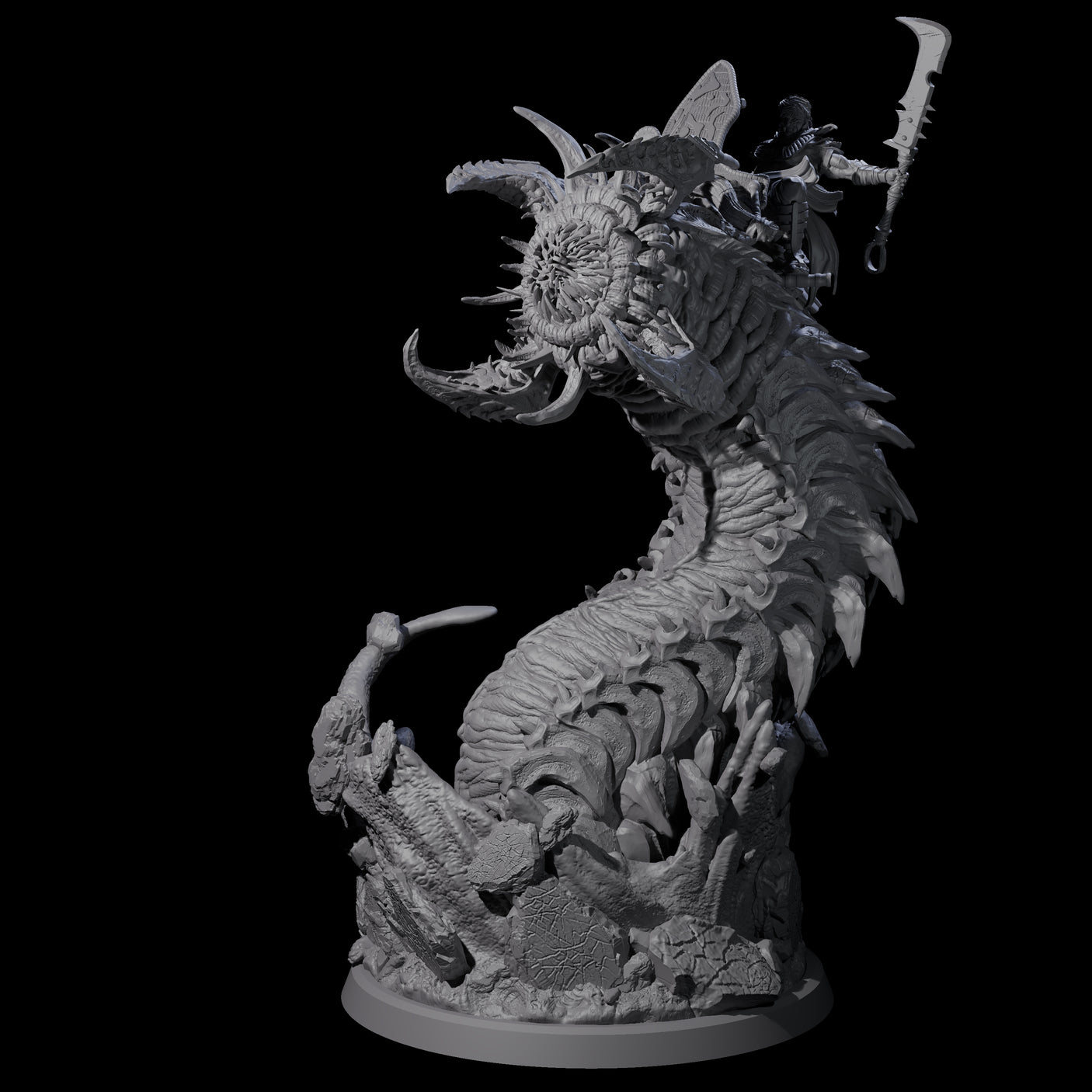 Bucking Purple Worm Rider B Miniature for Dungeons and Dragons, Pathfinder or other TTRPGs