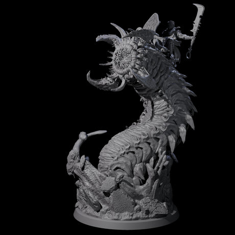 Bucking Purple Worm Rider B Miniature for Dungeons and Dragons, Pathfinder or other TTRPGs