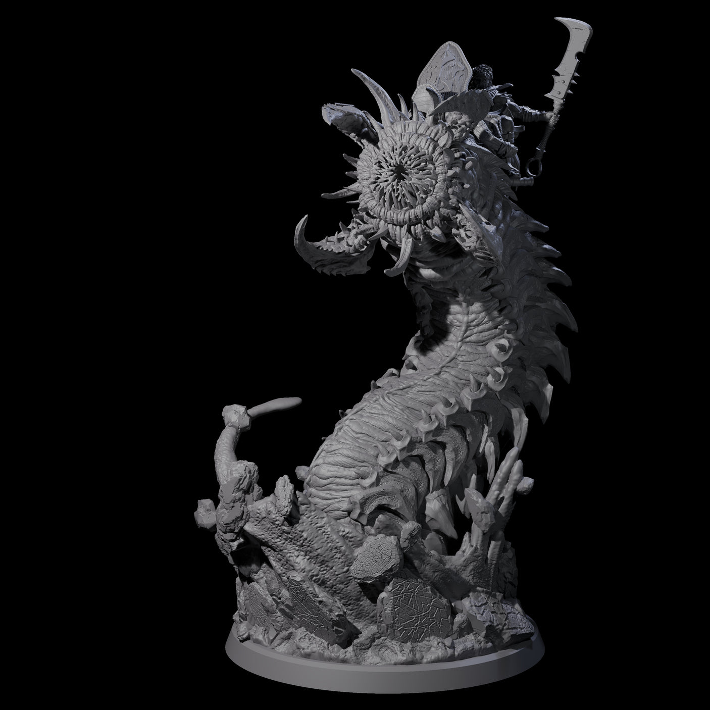 Bucking Purple Worm Rider B Miniature for Dungeons and Dragons, Pathfinder or other TTRPGs