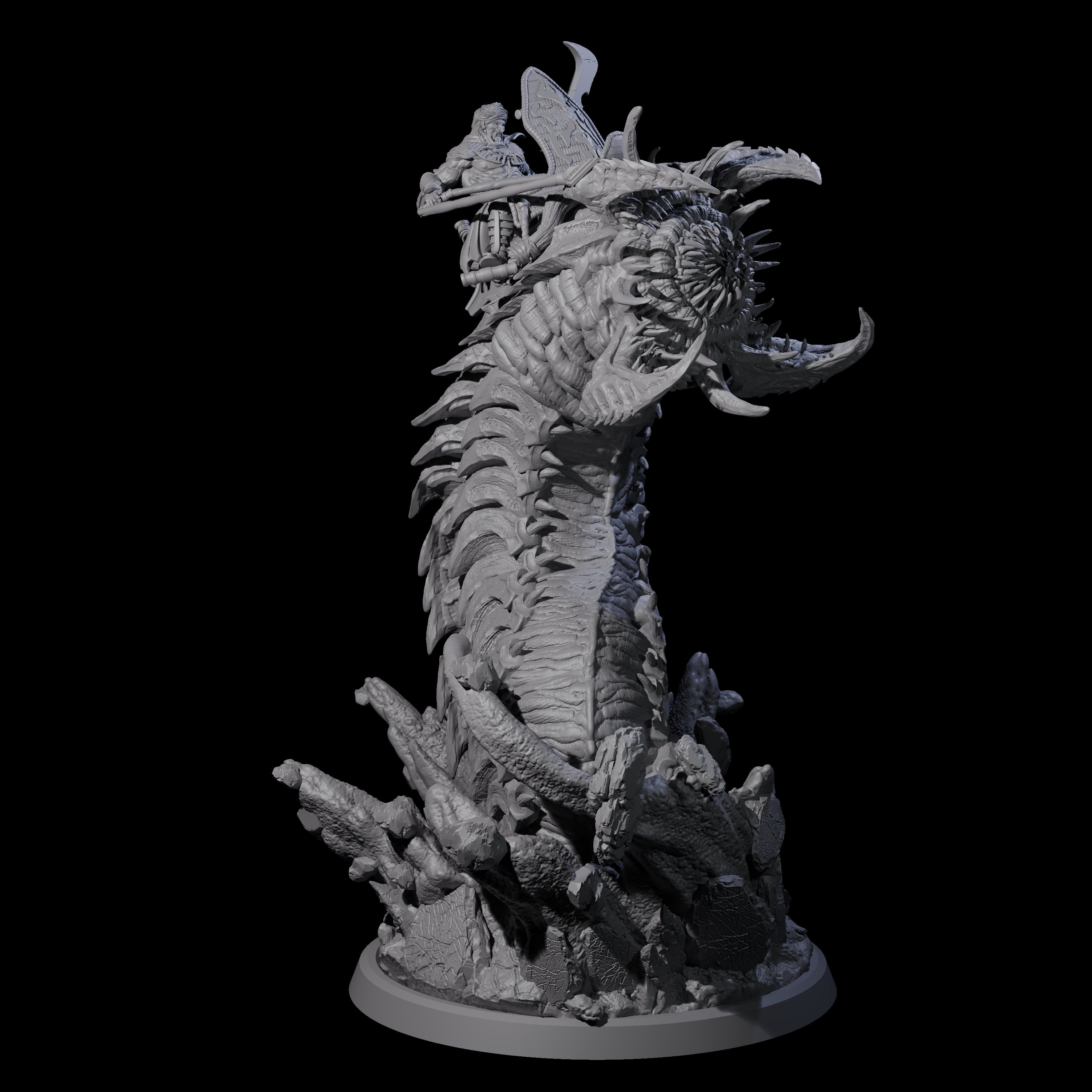 Bucking Purple Worm Rider B Miniature for Dungeons and Dragons, Pathfinder or other TTRPGs