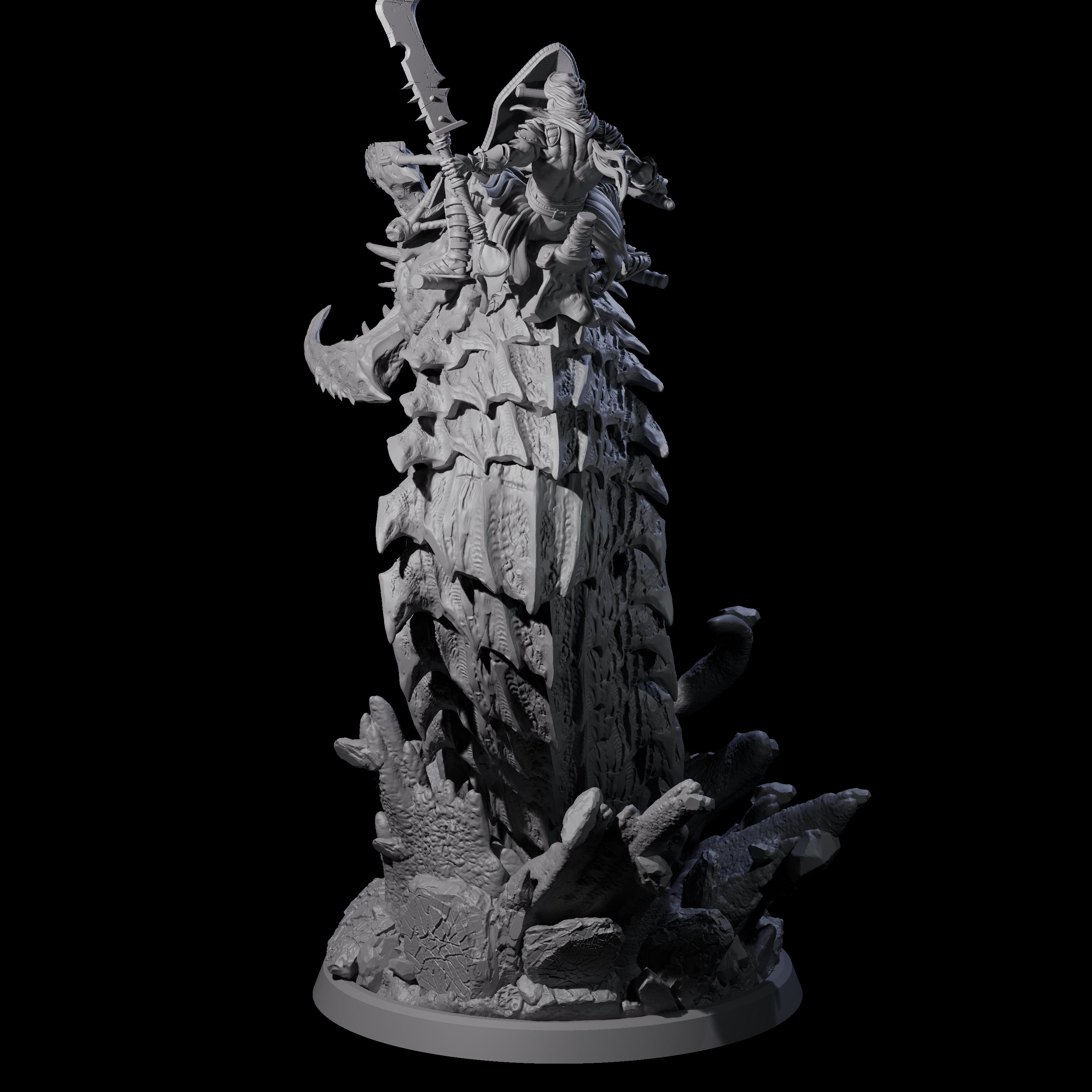 Bucking Purple Worm Rider B Miniature for Dungeons and Dragons, Pathfinder or other TTRPGs