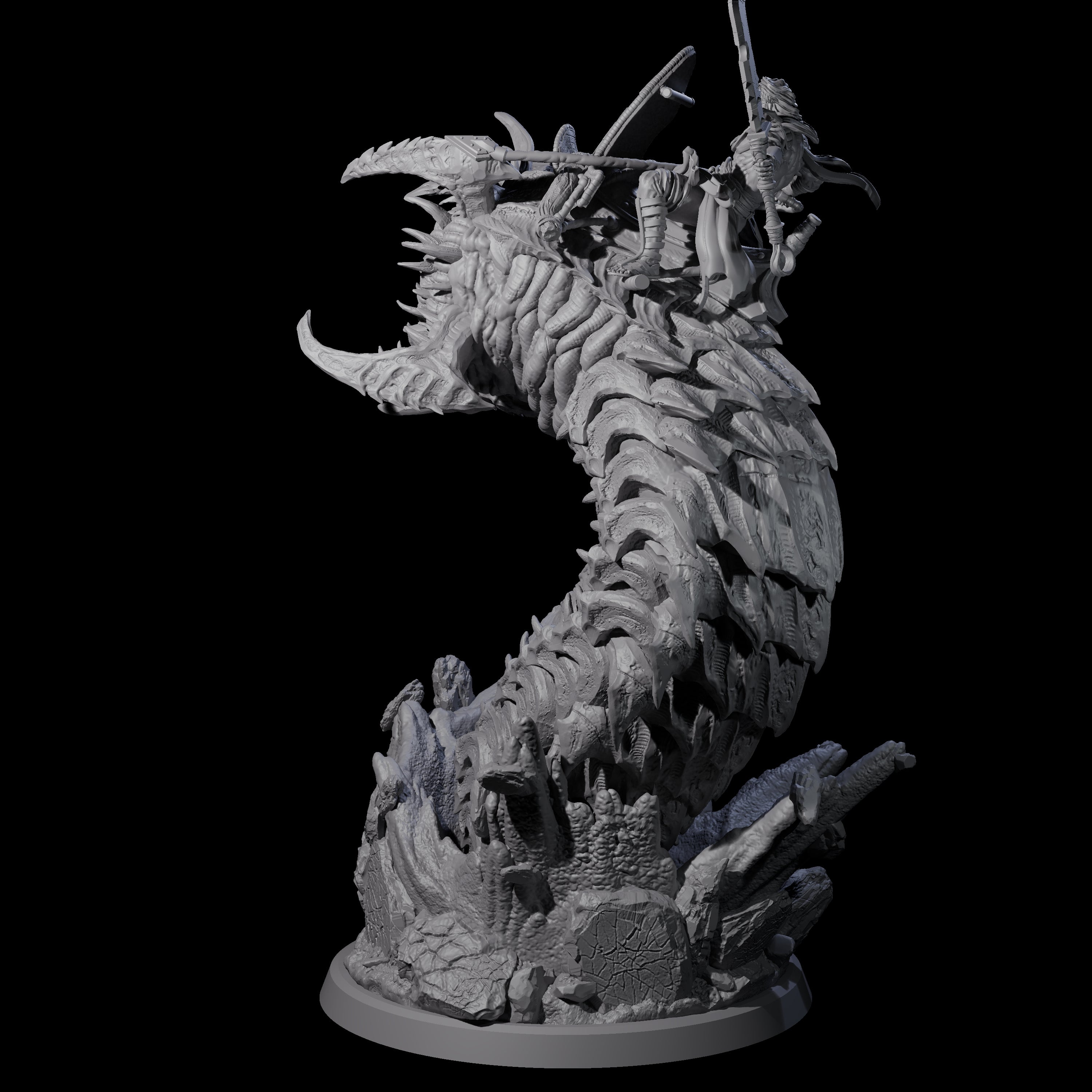 Bucking Purple Worm Rider B Miniature for Dungeons and Dragons, Pathfinder or other TTRPGs