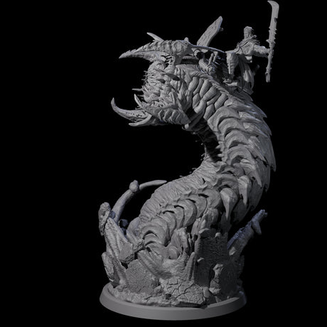 Bucking Purple Worm Rider B Miniature for Dungeons and Dragons, Pathfinder or other TTRPGs
