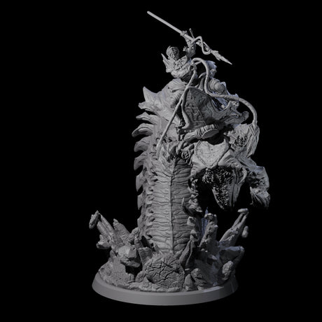Bucking Purple Worm Rider C Miniature for Dungeons and Dragons, Pathfinder or other TTRPGs