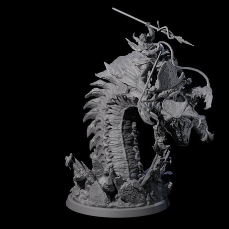 Bucking Purple Worm Rider C Miniature for Dungeons and Dragons, Pathfinder or other TTRPGs