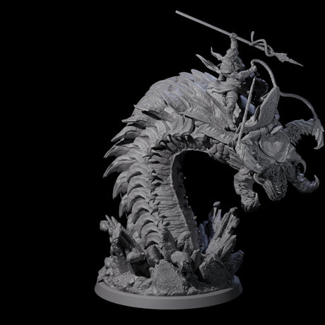 Bucking Purple Worm Rider C Miniature for Dungeons and Dragons, Pathfinder or other TTRPGs