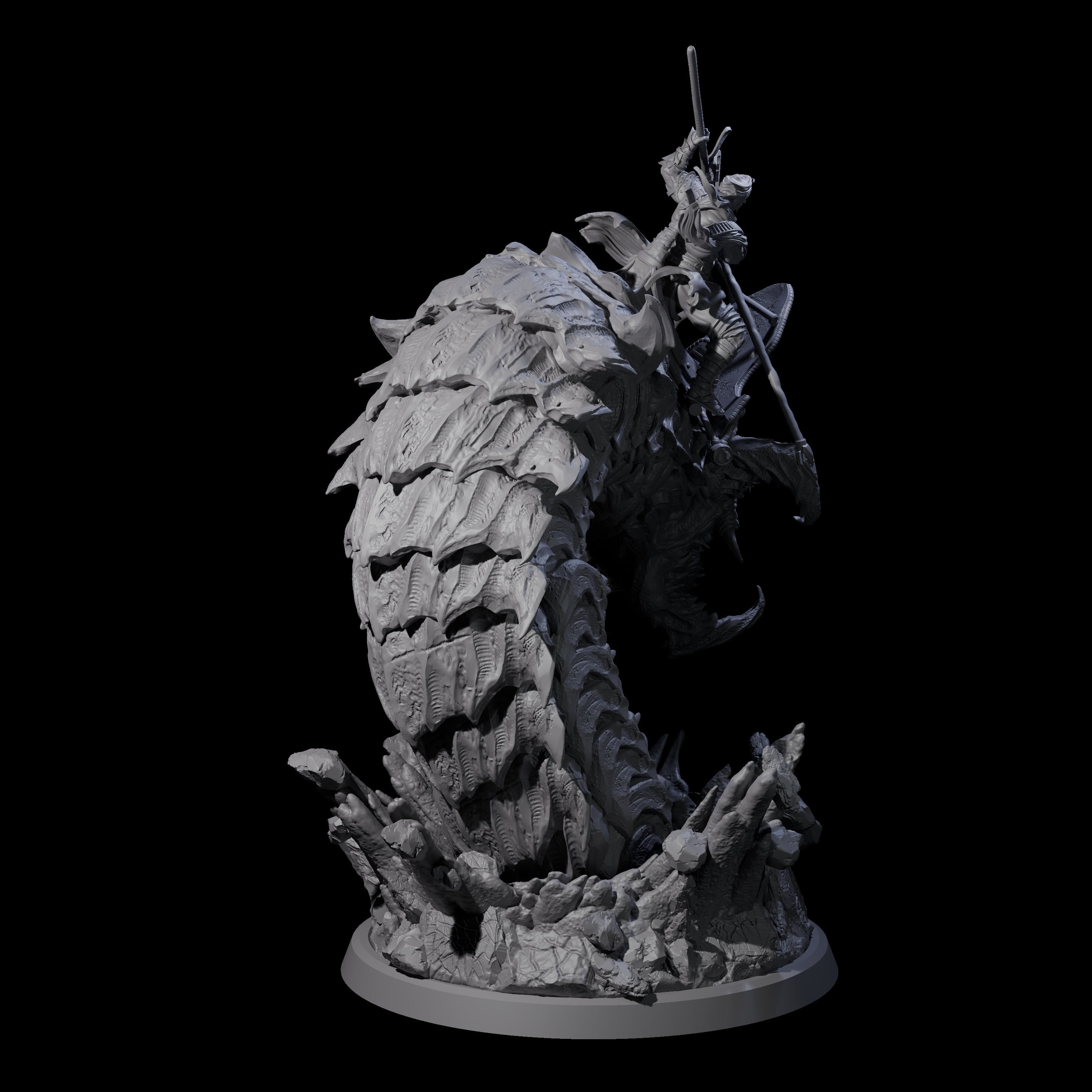 Bucking Purple Worm Rider C Miniature for Dungeons and Dragons, Pathfinder or other TTRPGs