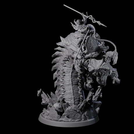 Bucking Purple Worm Rider C Miniature for Dungeons and Dragons, Pathfinder or other TTRPGs