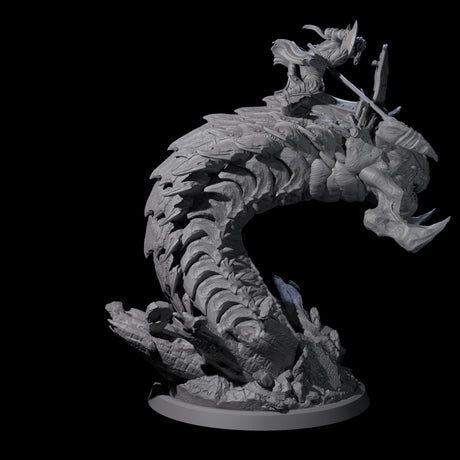 Bucking Purple Worm Rider D Miniature for Dungeons and Dragons, Pathfinder or other TTRPGs