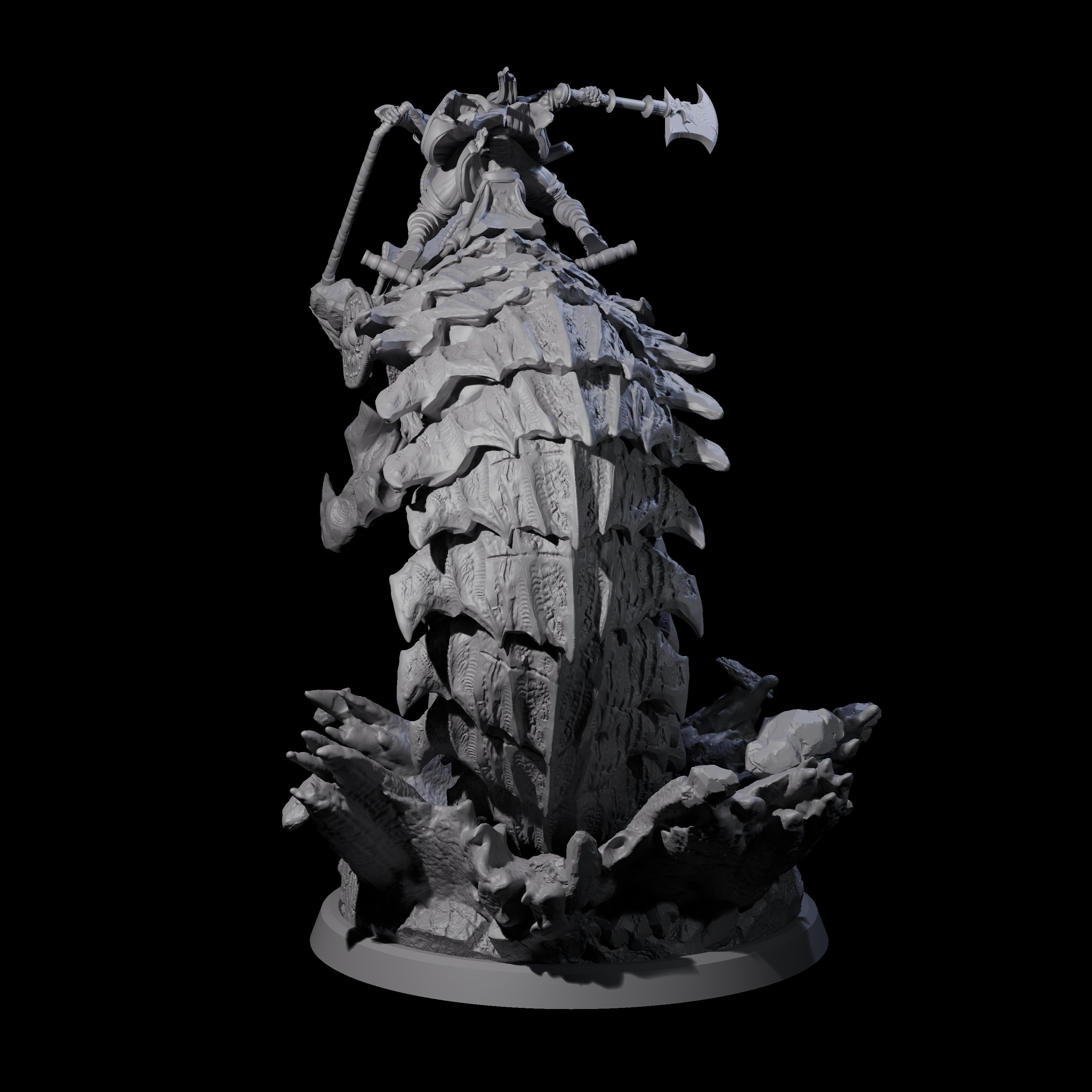 Bucking Purple Worm Rider D Miniature for Dungeons and Dragons, Pathfinder or other TTRPGs