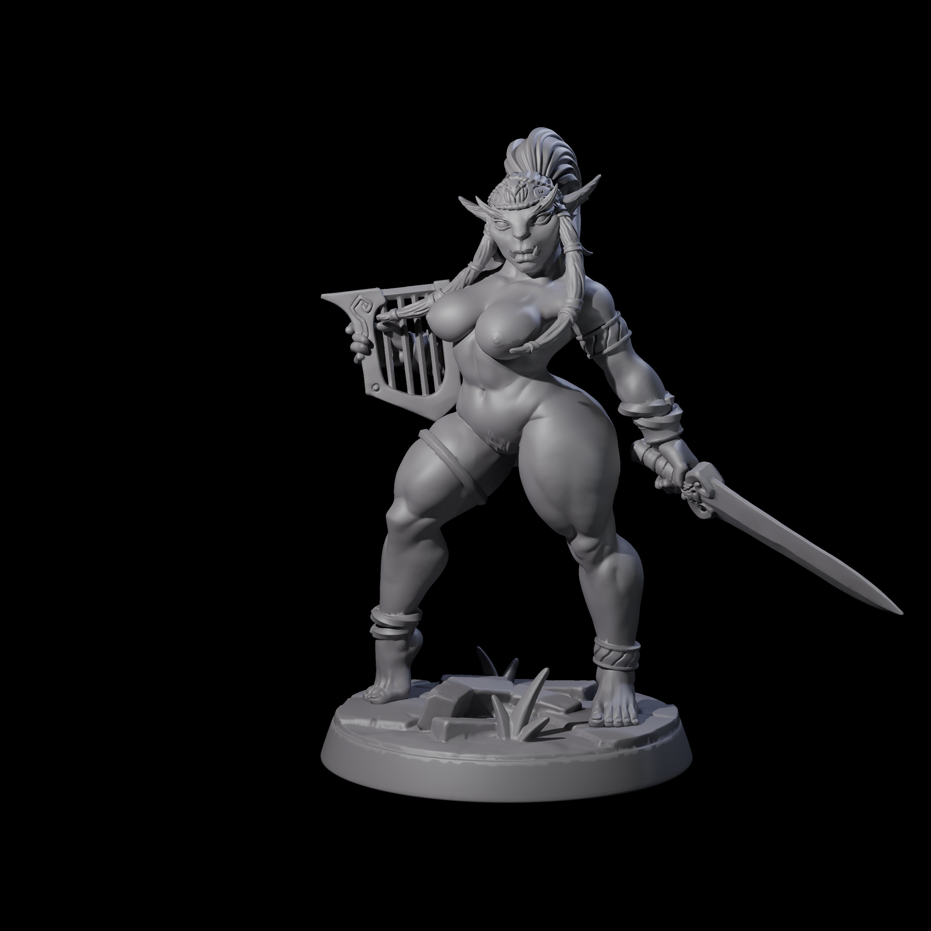 Bugbear Bard Pin-up Miniature for Dungeons and Dragons, Pathfinder or other TTRPGs