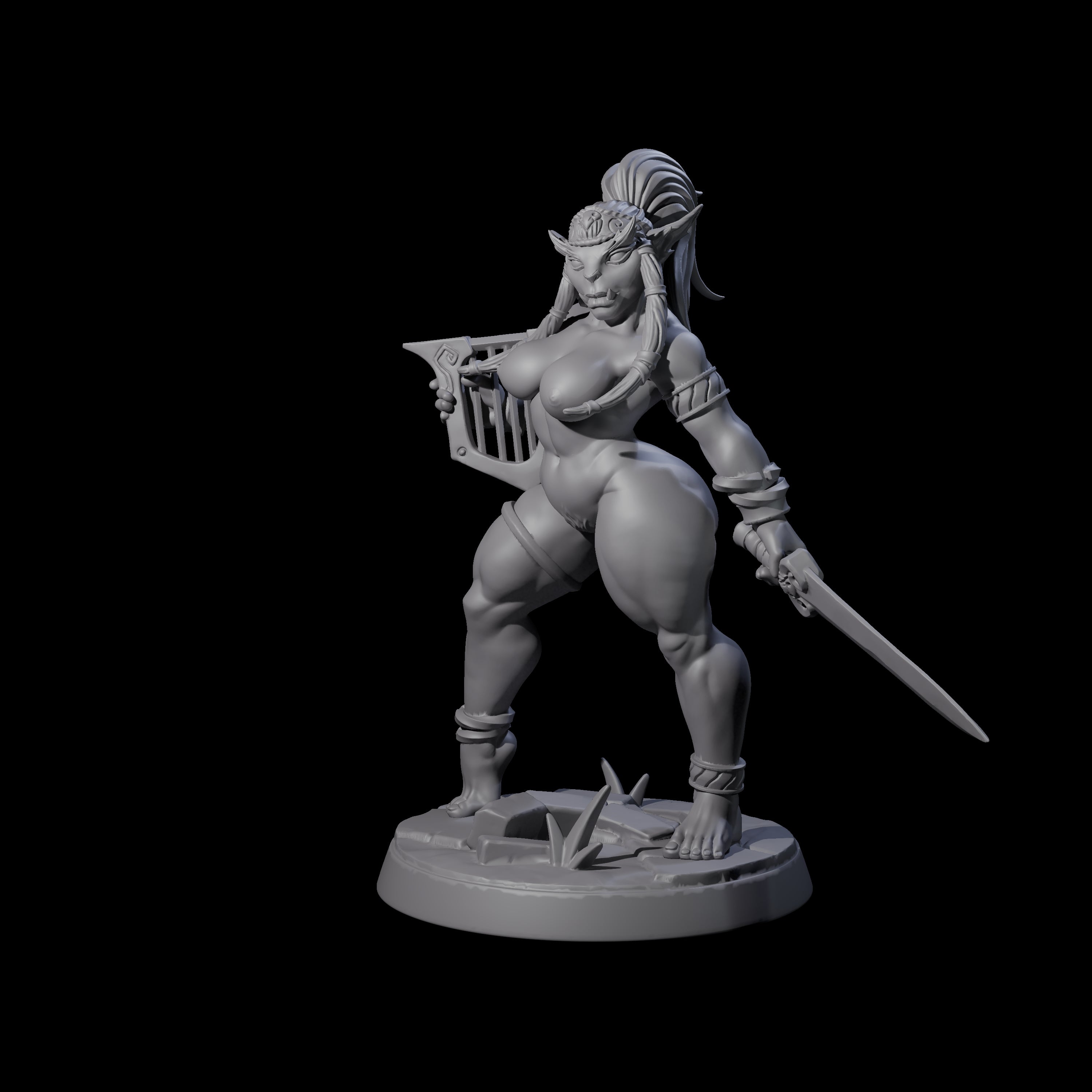 Bugbear Bard Pin-up Miniature for Dungeons and Dragons, Pathfinder or other TTRPGs