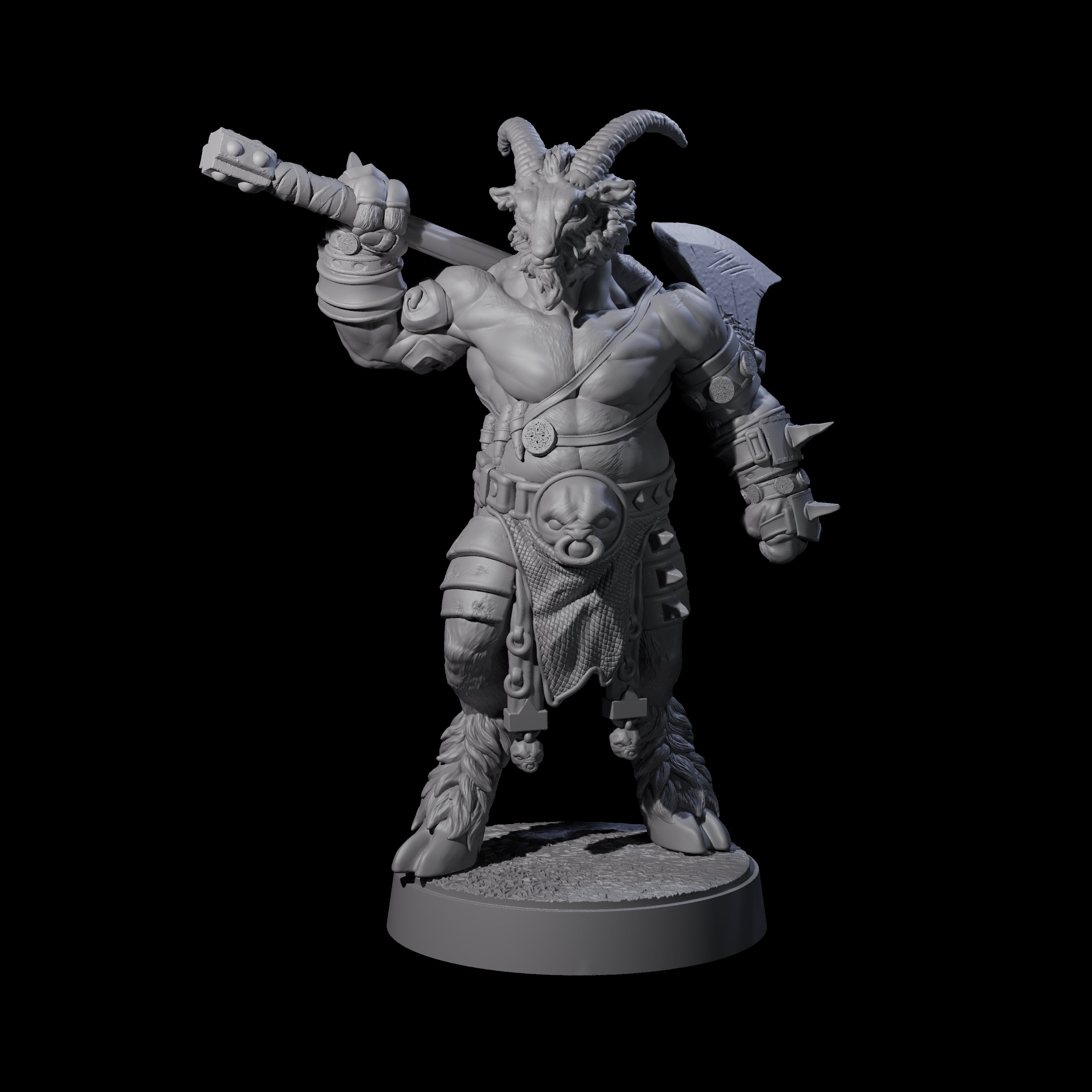 Burly Goatfolk Warrior A Miniature for Dungeons and Dragons, Pathfinder or other TTRPGs