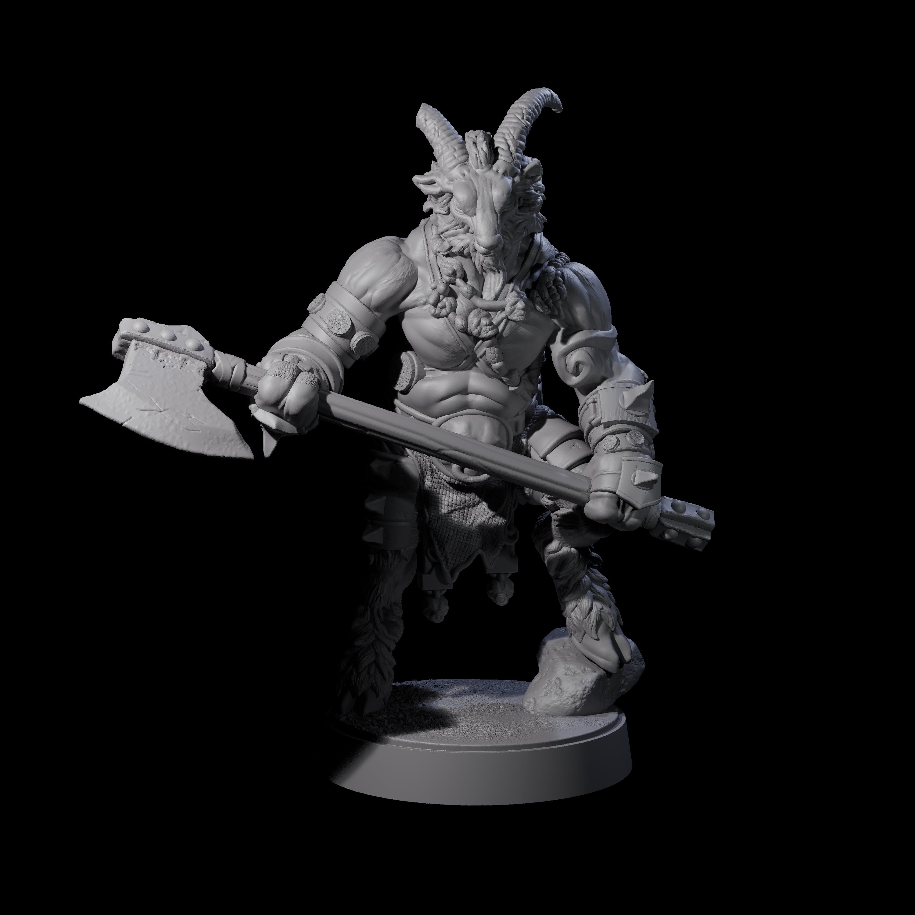 Burly Goatfolk Warrior B Miniature for Dungeons and Dragons, Pathfinder or other TTRPGs