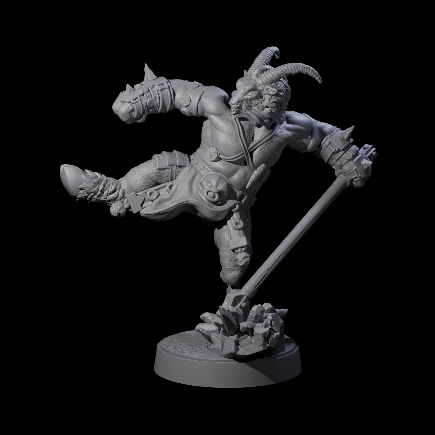 Burly Goatfolk Warrior E Miniature for Dungeons and Dragons, Pathfinder or other TTRPGs