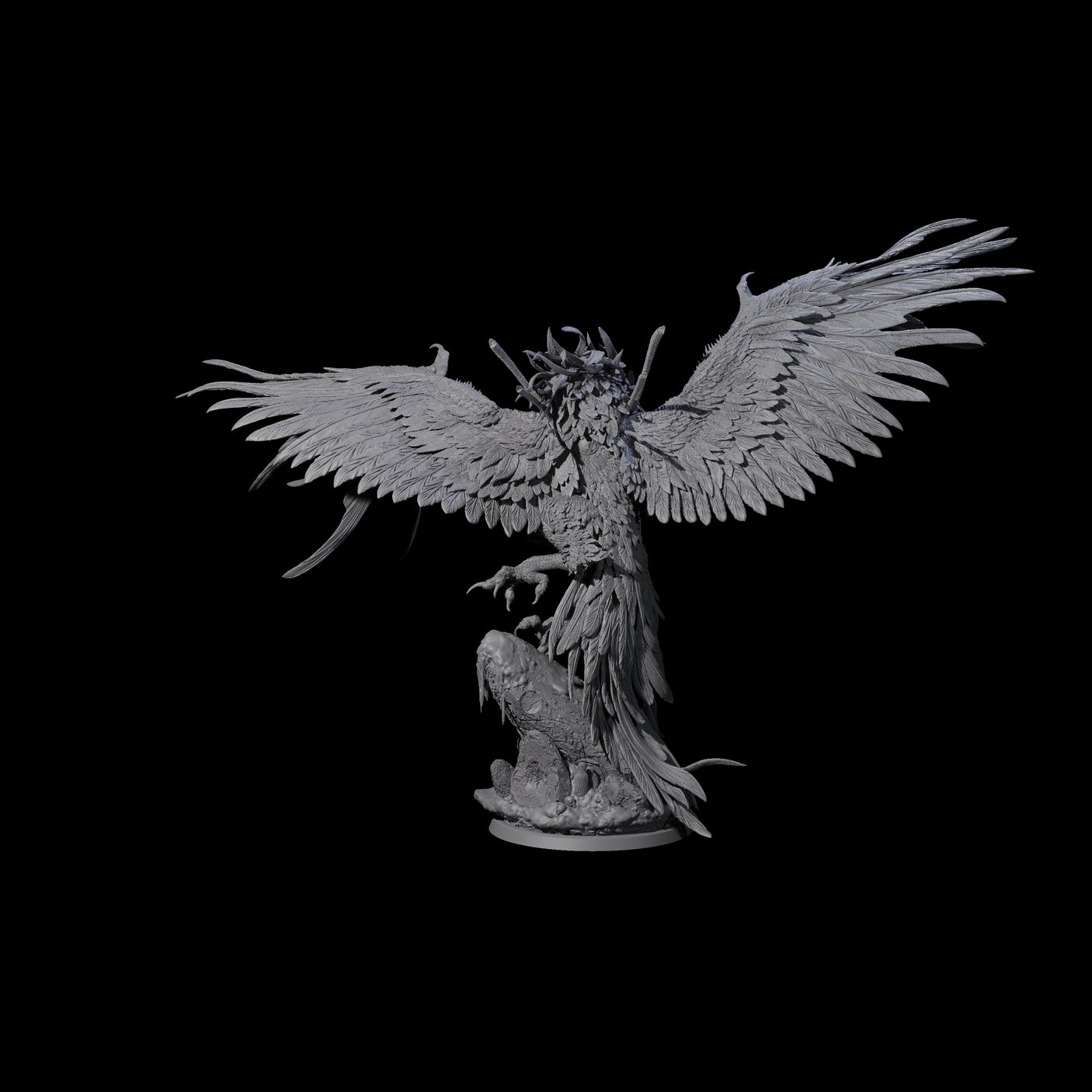 Burning Elder Phoenix Miniature for Dungeons and Dragons, Pathfinder or other TTRPGs