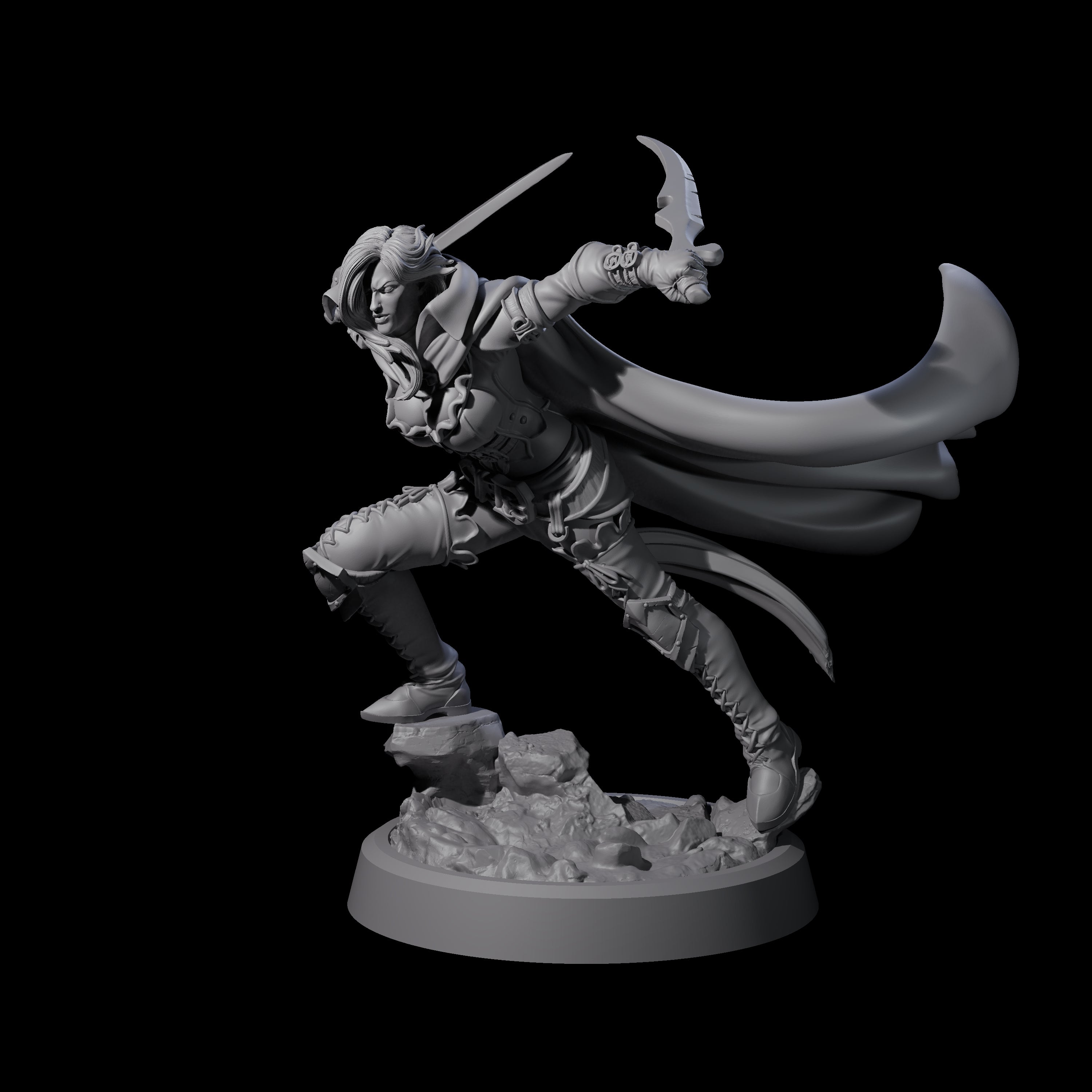 Busty Bladewhirler Miniature for Dungeons and Dragons, Pathfinder or other TTRPGs
