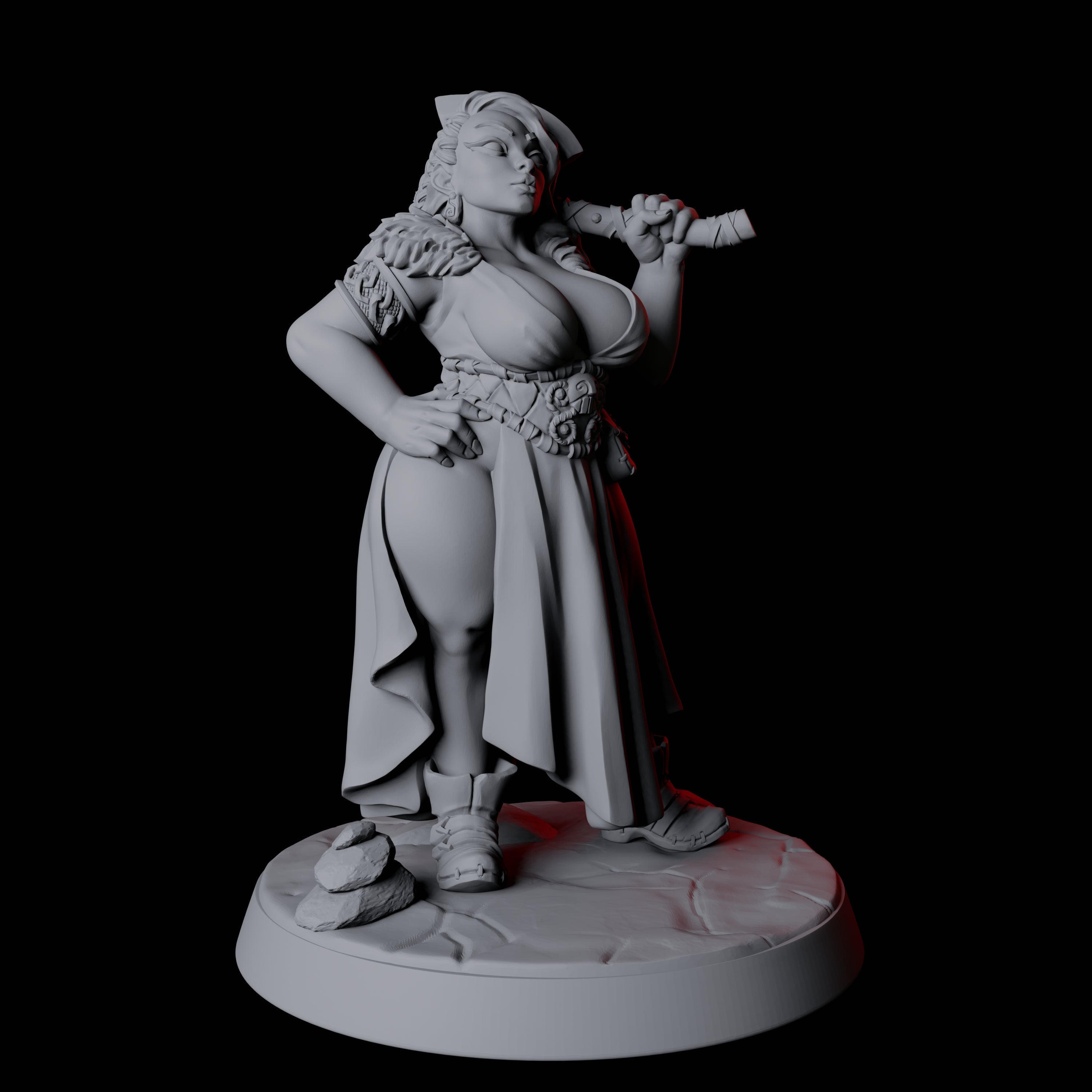 Buxom Viking Wife Pin-up Miniature for Dungeons and Dragons, Pathfinder or other TTRPGs