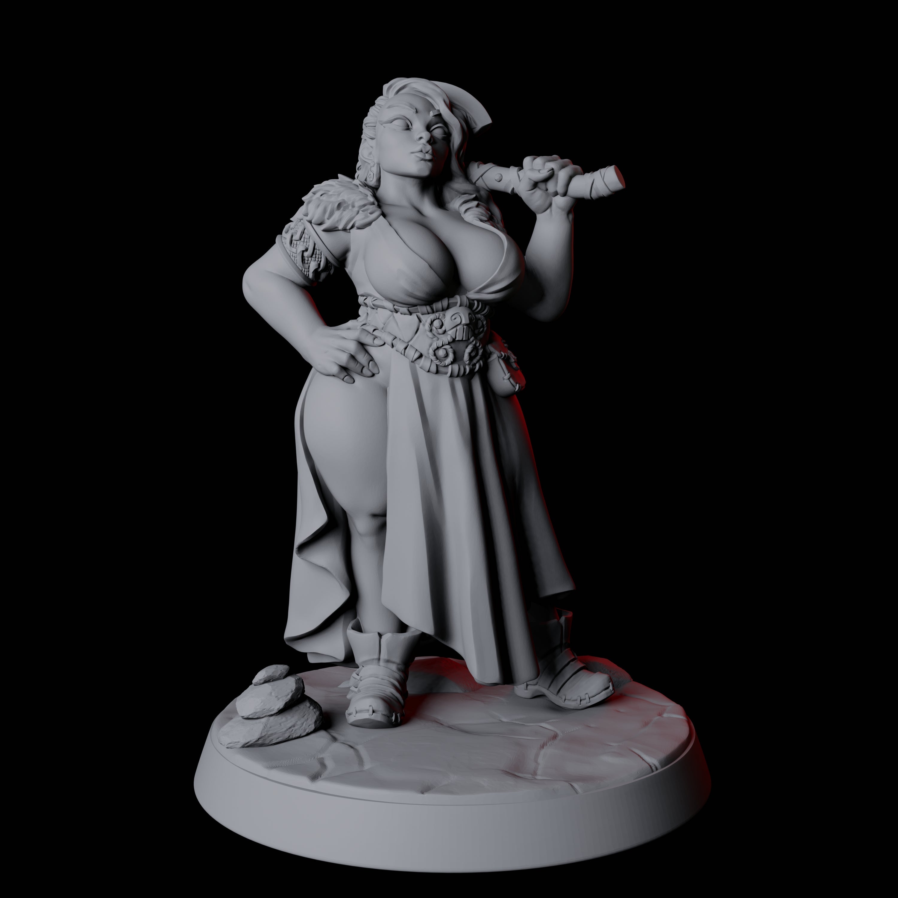 Buxom Viking Wife Pin-up Miniature for Dungeons and Dragons, Pathfinder or other TTRPGs