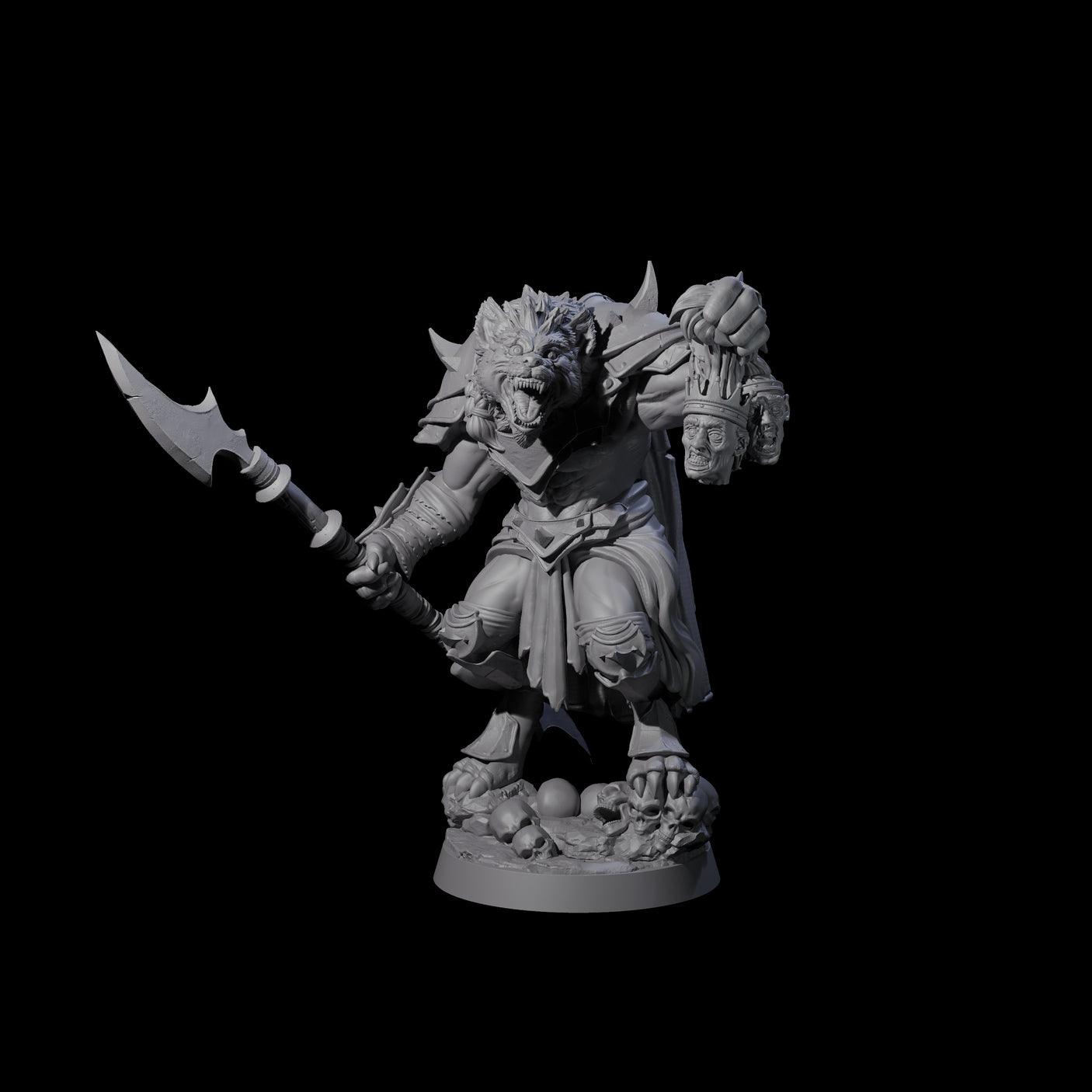 Cackling Gnoll Commander Miniature for Dungeons and Dragons, Pathfinder or other TTRPGs