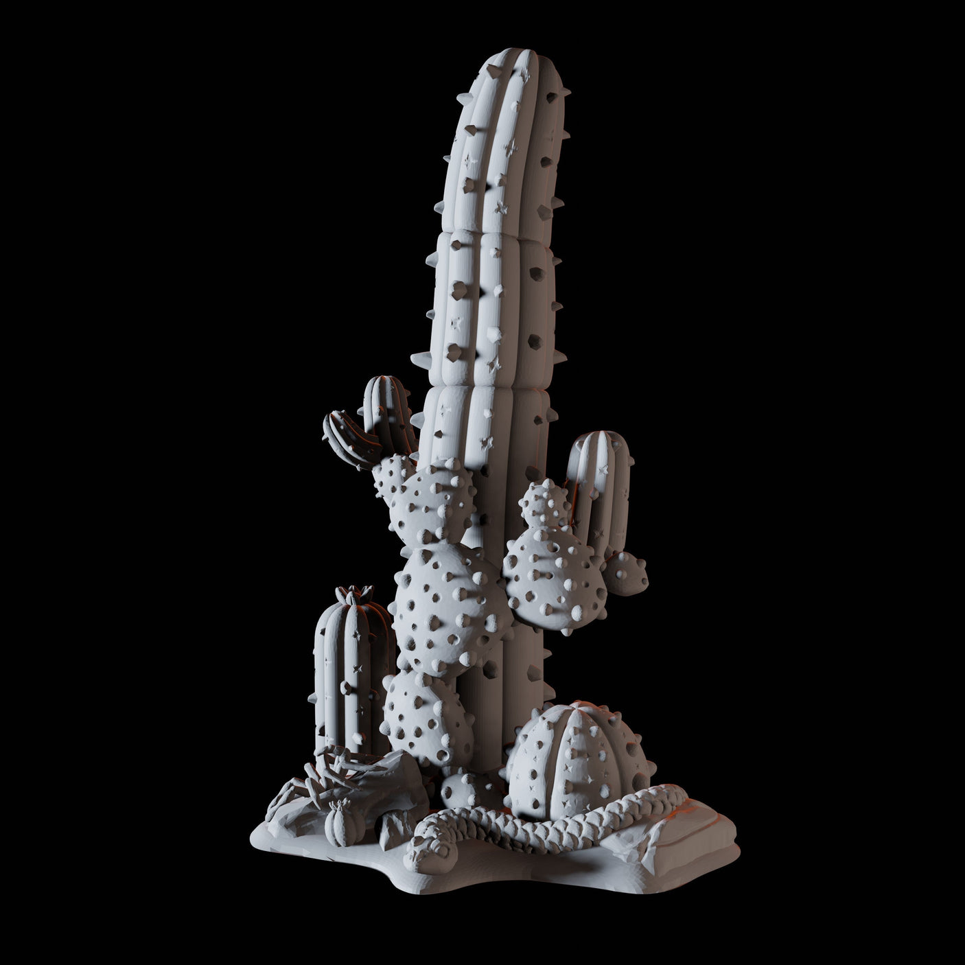 Cactus and Snake Miniature for Dungeons and Dragons, Pathfinder or other TTRPGs