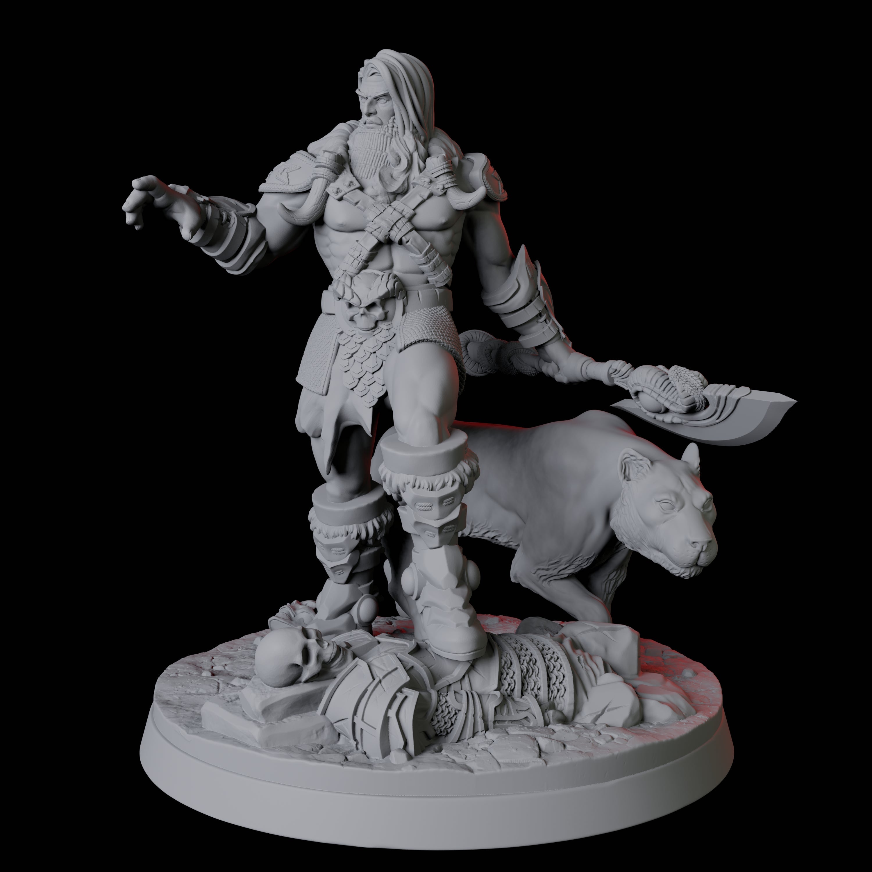 Calm Ranger with Companion Miniature for Dungeons and Dragons, Pathfinder or other TTRPGs